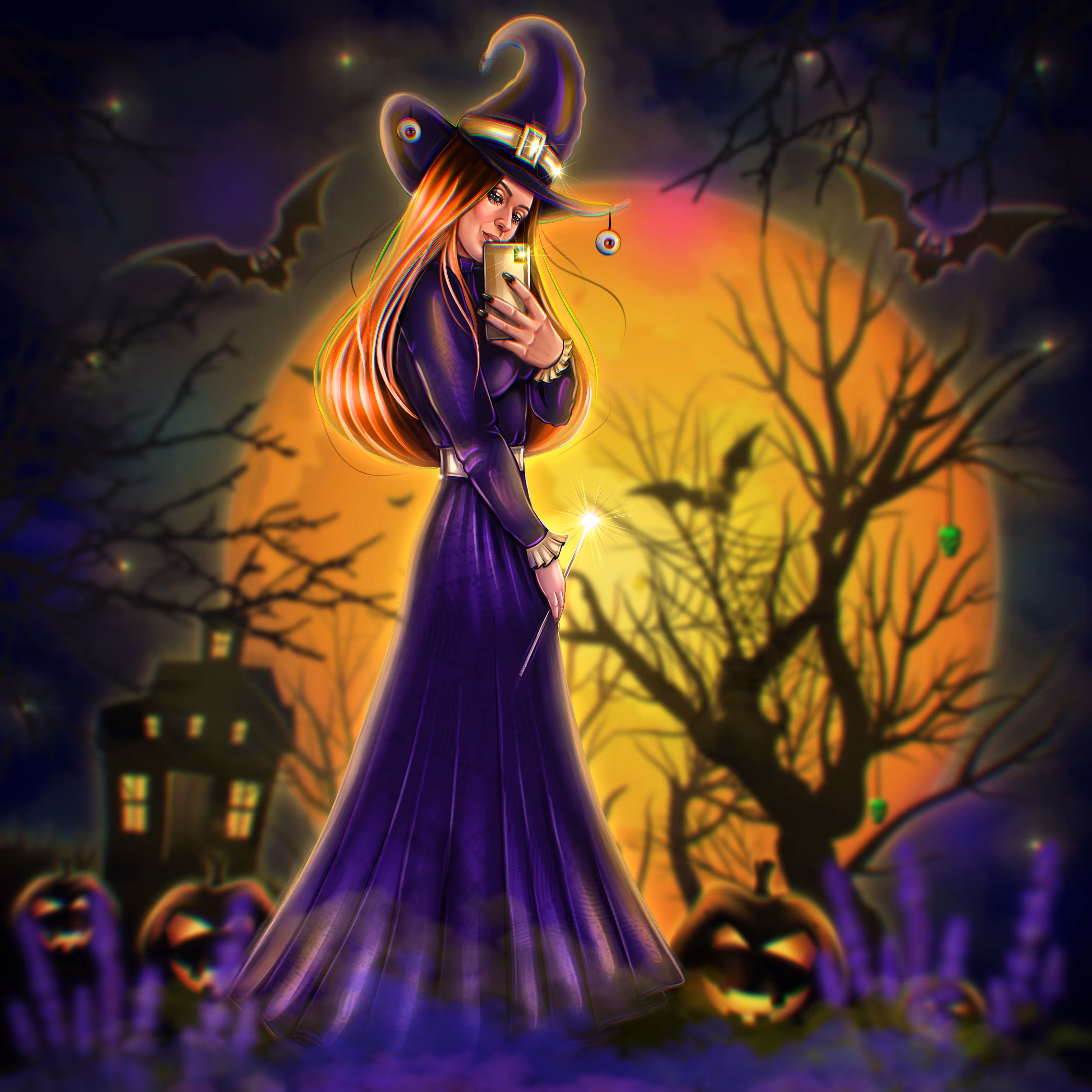 A modern witch takes a selfie