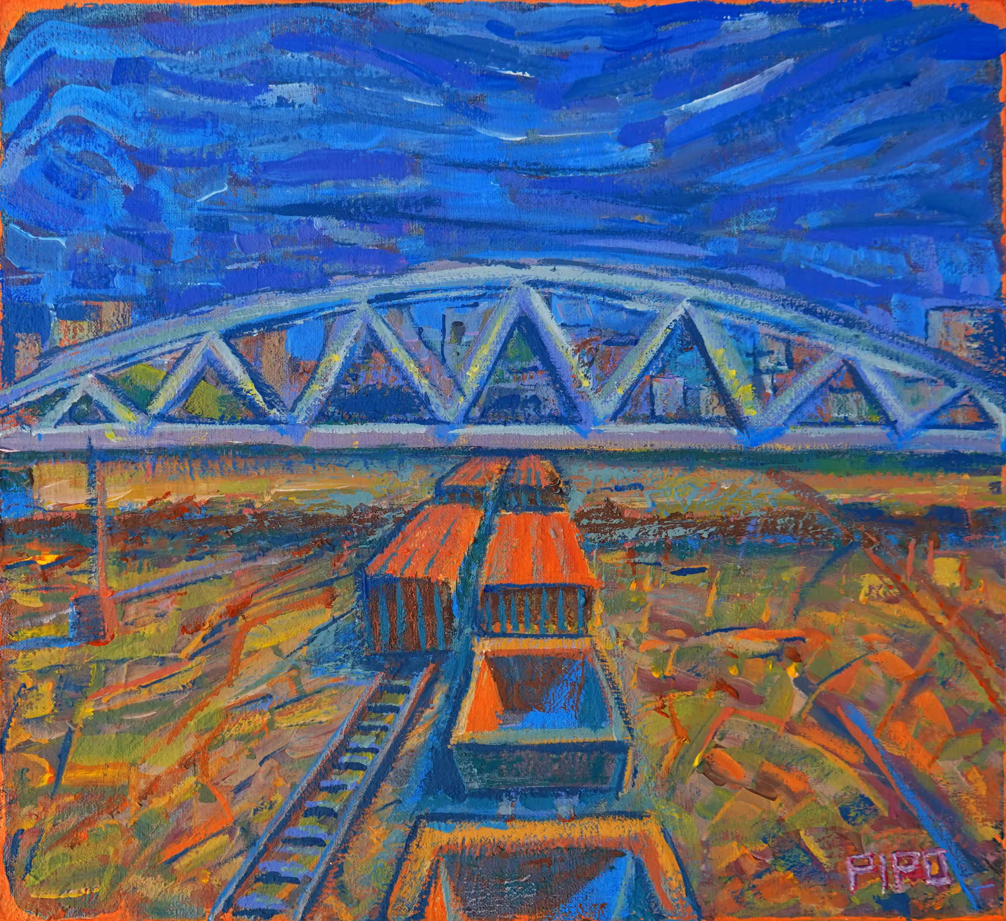 "Vista puente y trenes"