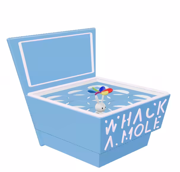 3D pinwheel #11 whac-a-mole game with rabbit