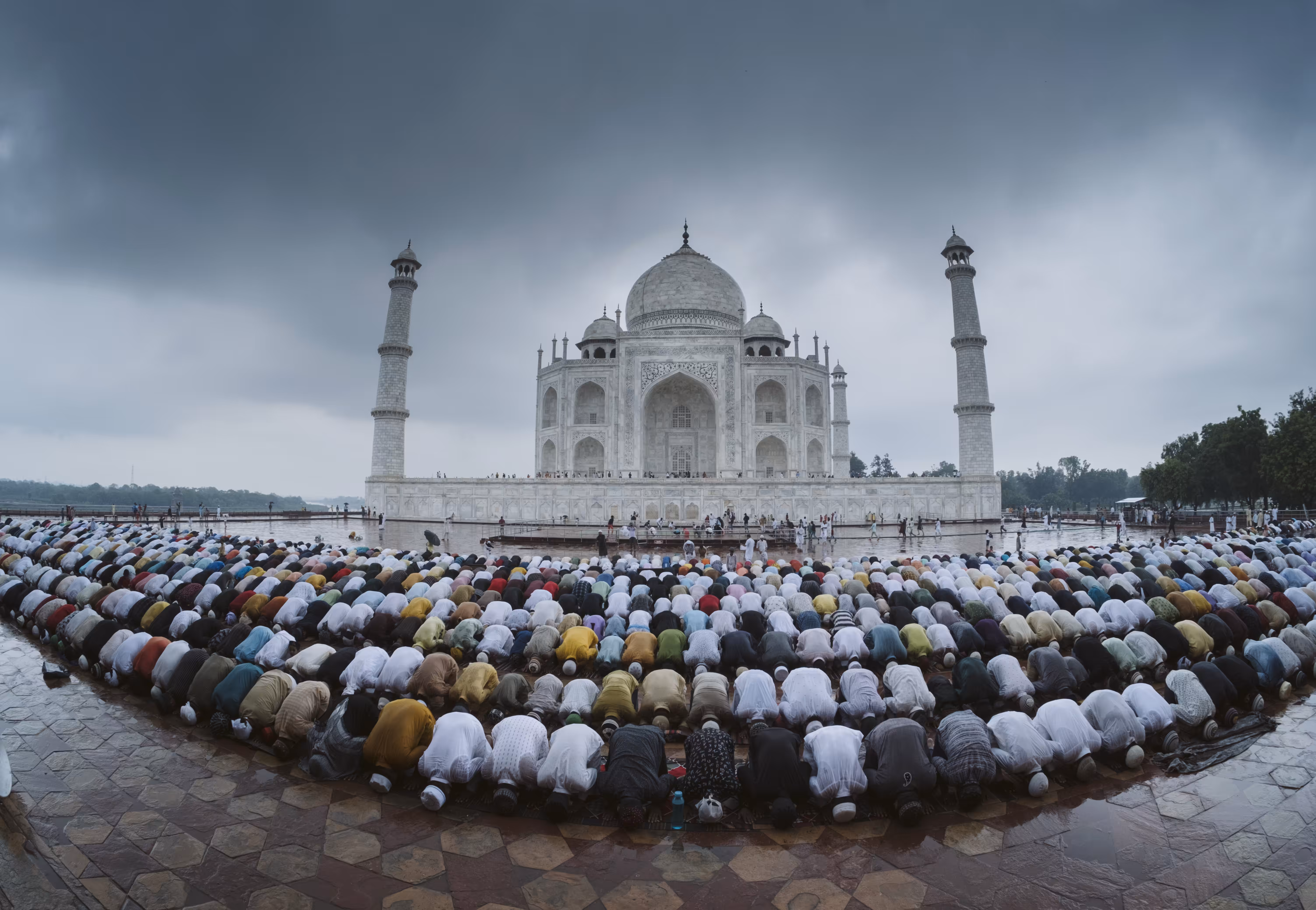 Namaz at historical Taj Mahal 