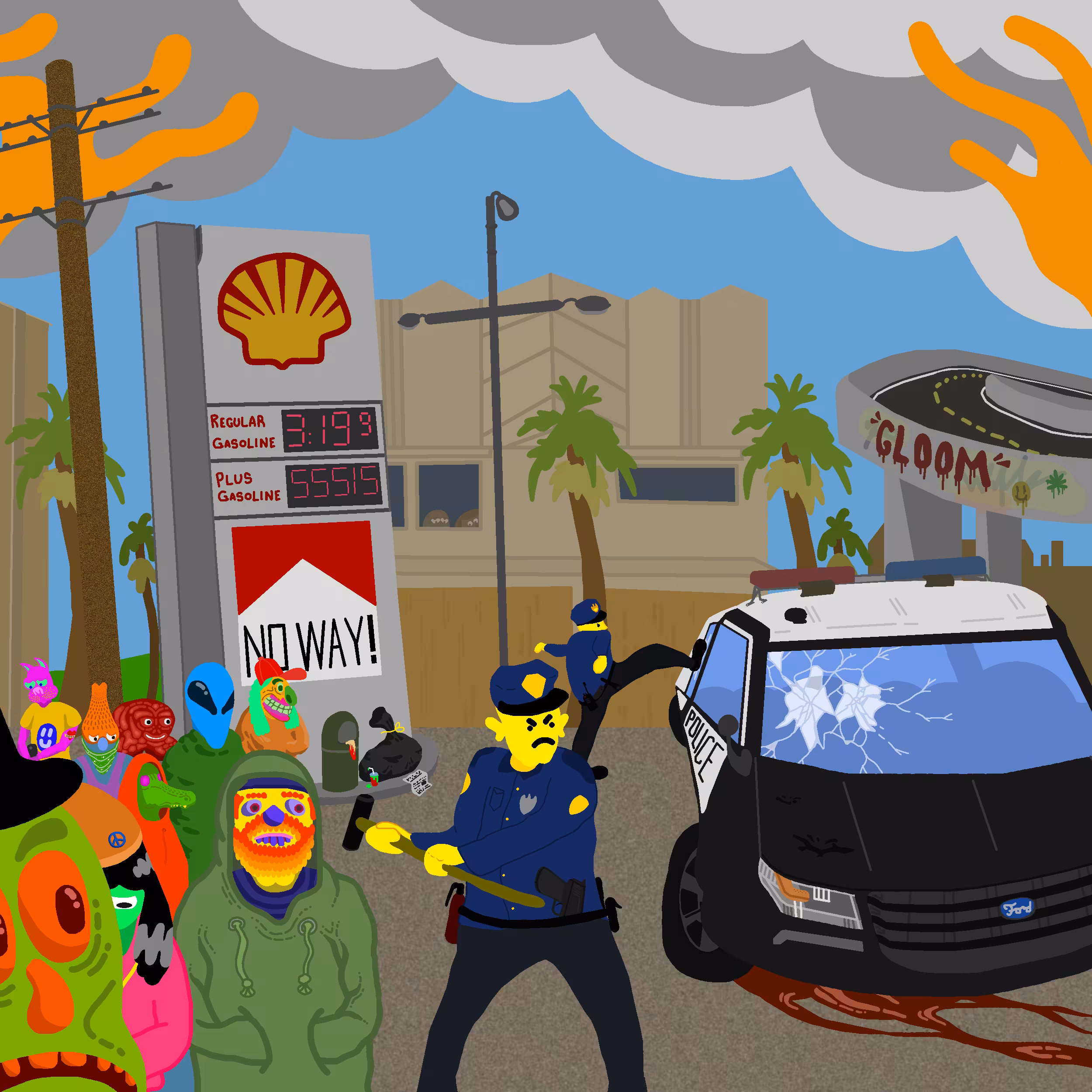 Brutalized Police Car