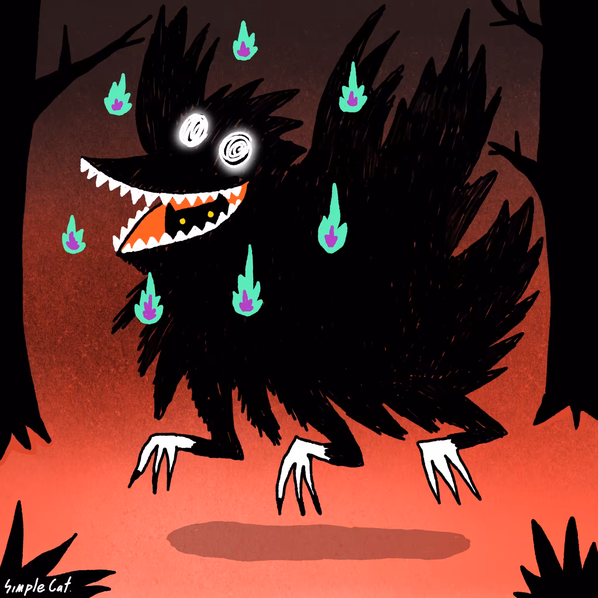 No.30 The Crazy bird and black kitten