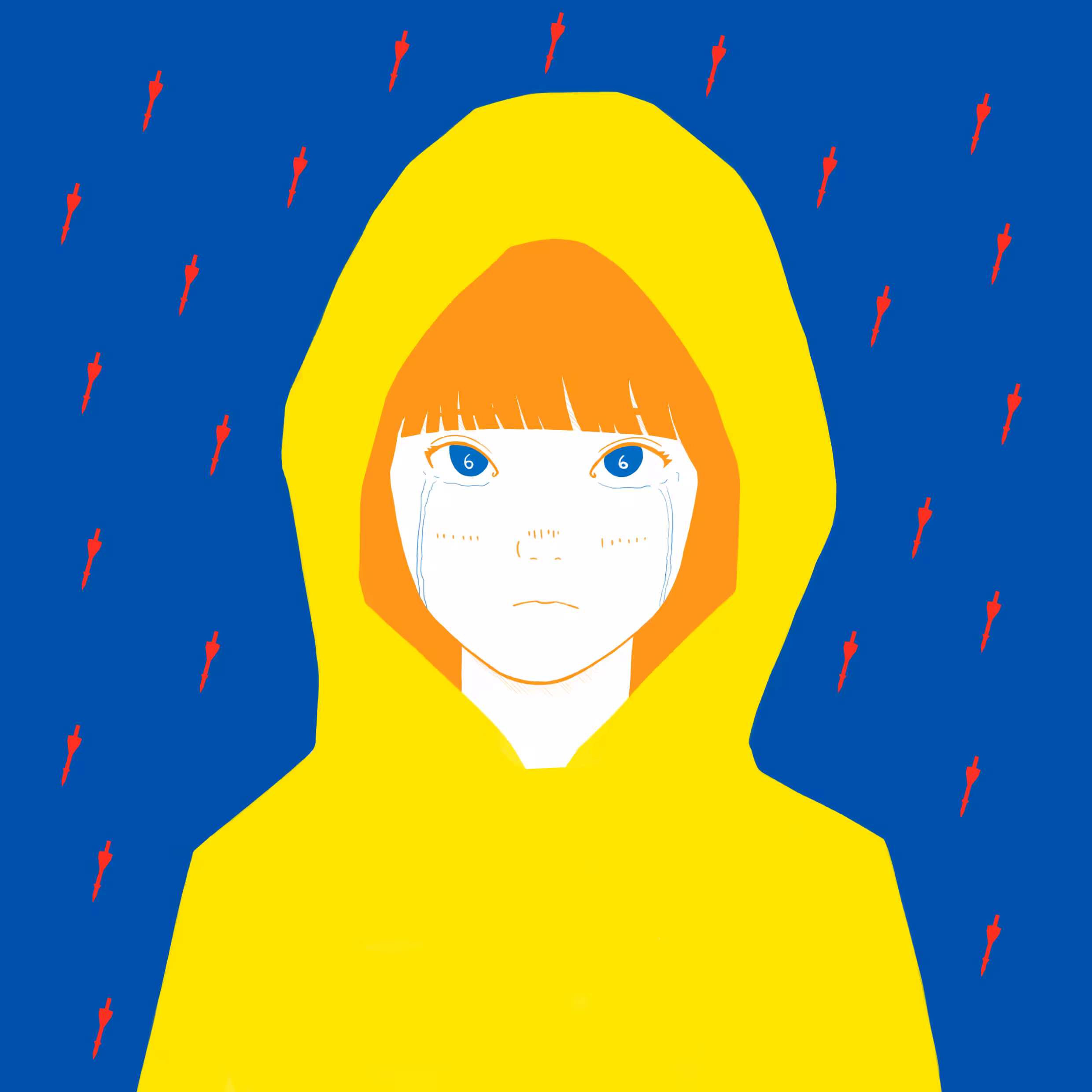 a girl in the rain of war