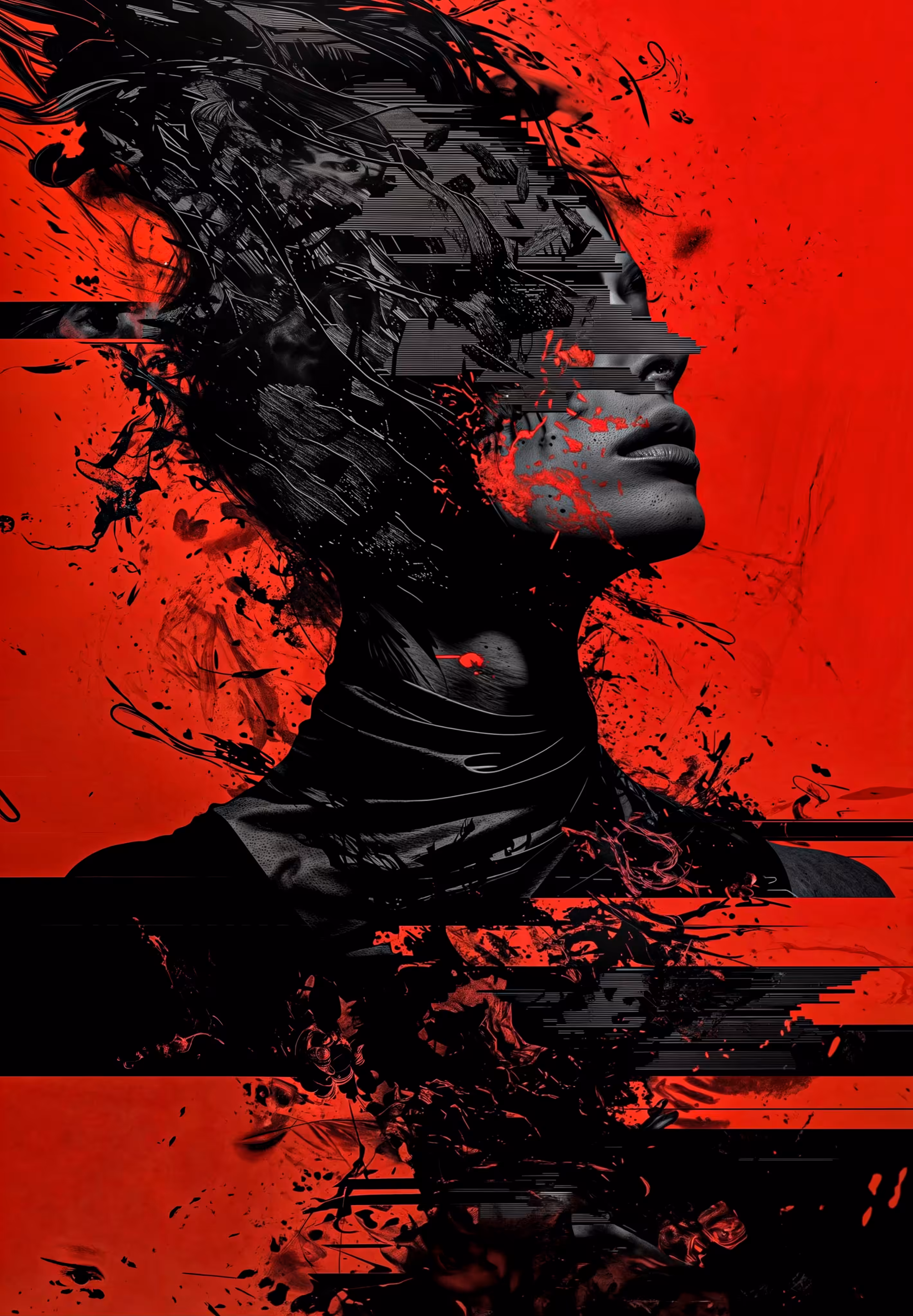 The Woman Surging in Crimson