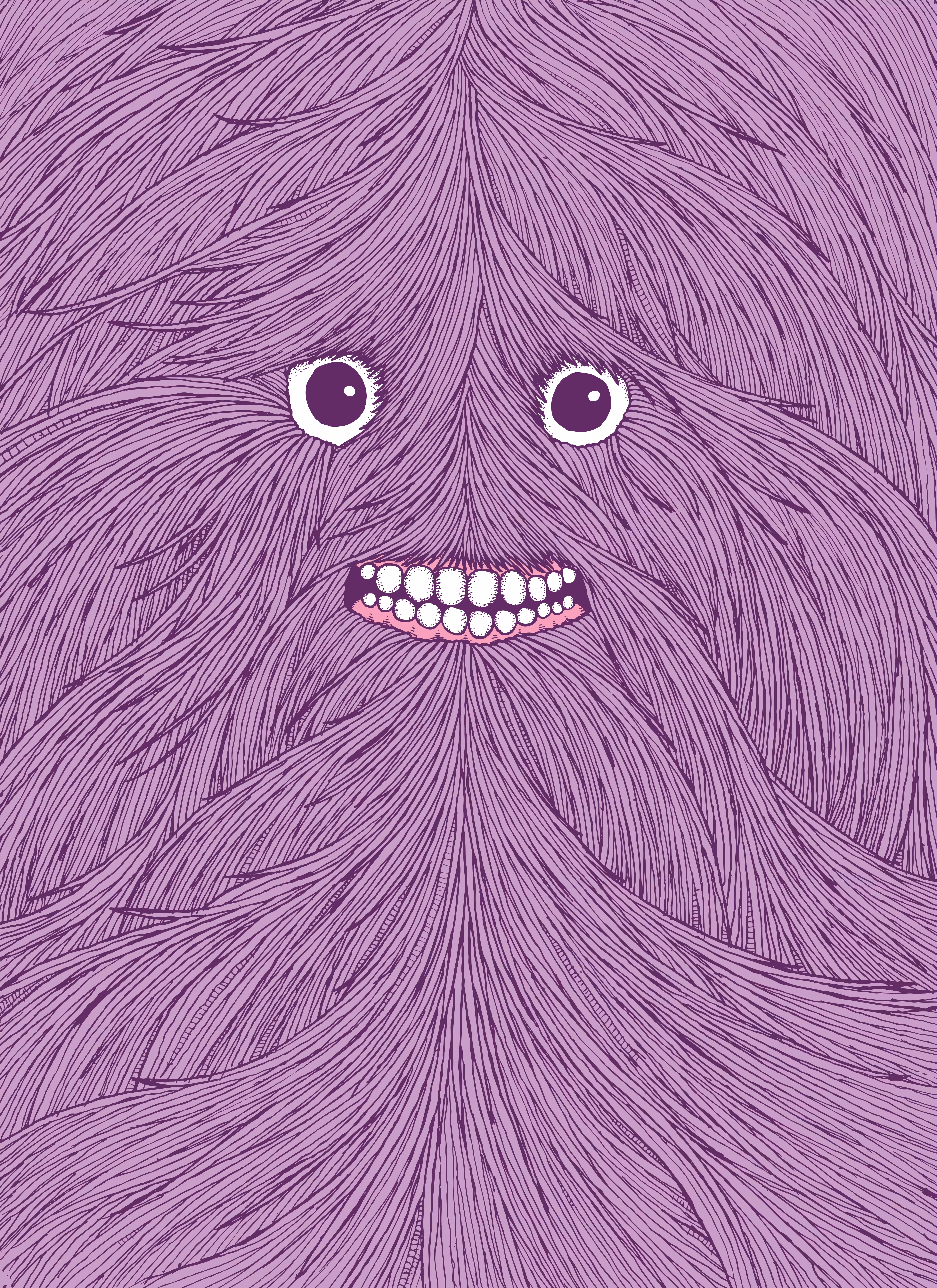 Purple Hairy Face