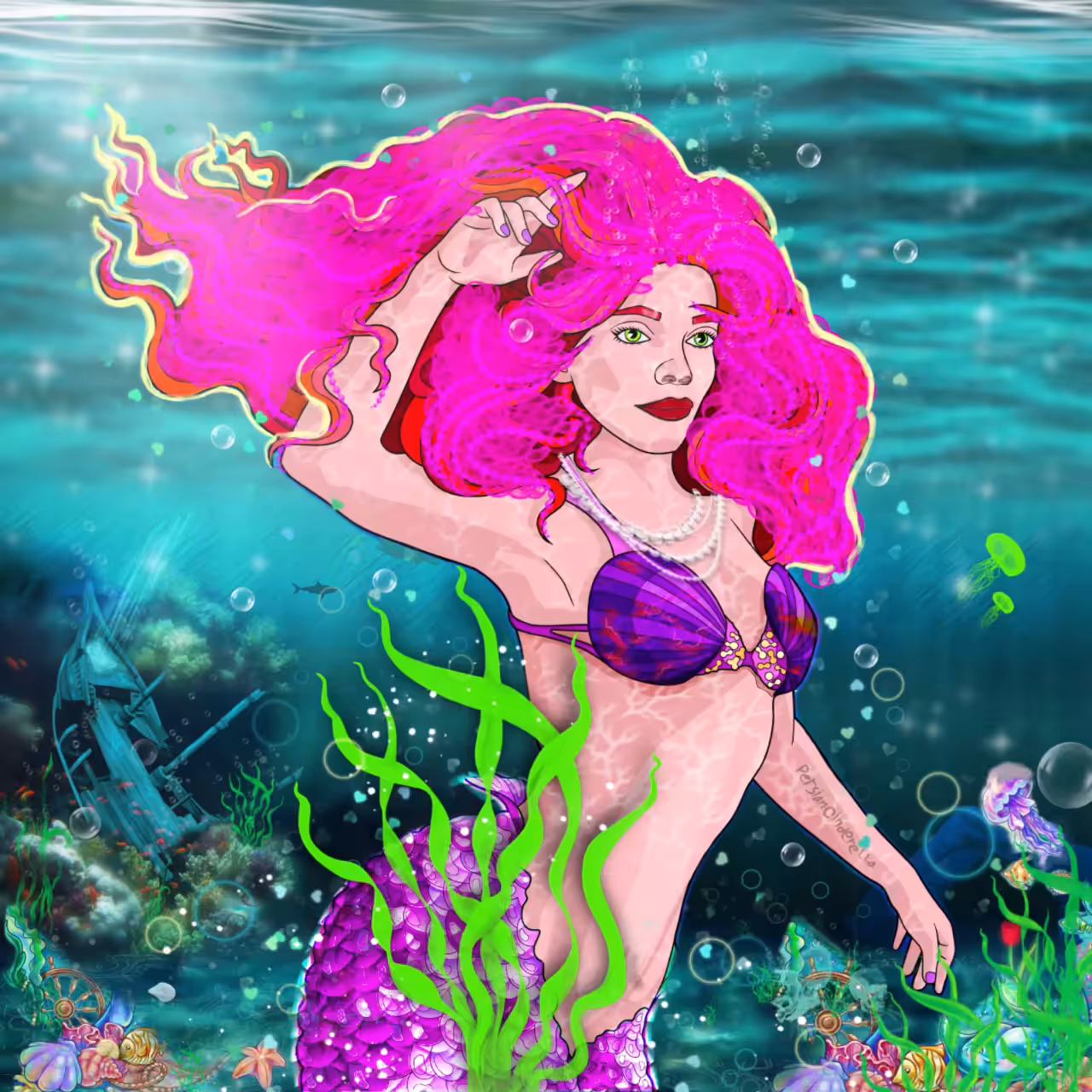 Crimson-Haired Mermaid