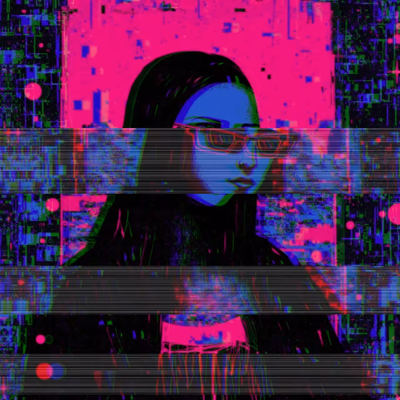 Glitchy Cyber Mona Lisa