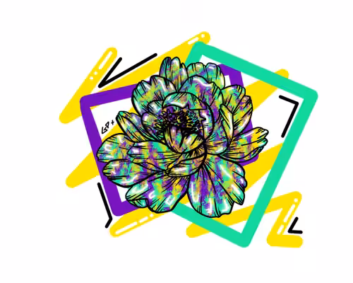 Graphic Peony - Green/Purple/Yellow