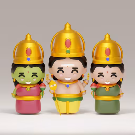 Lord Murugan, Devayanai and Valli #3