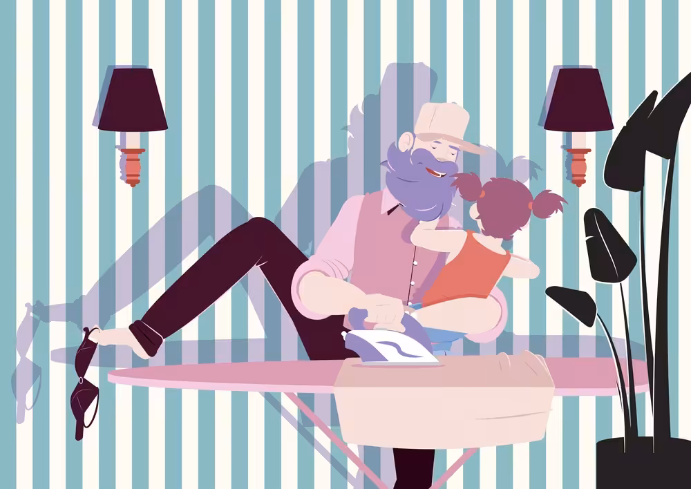 STAY AT HOME DAD - Ironing with his daughter