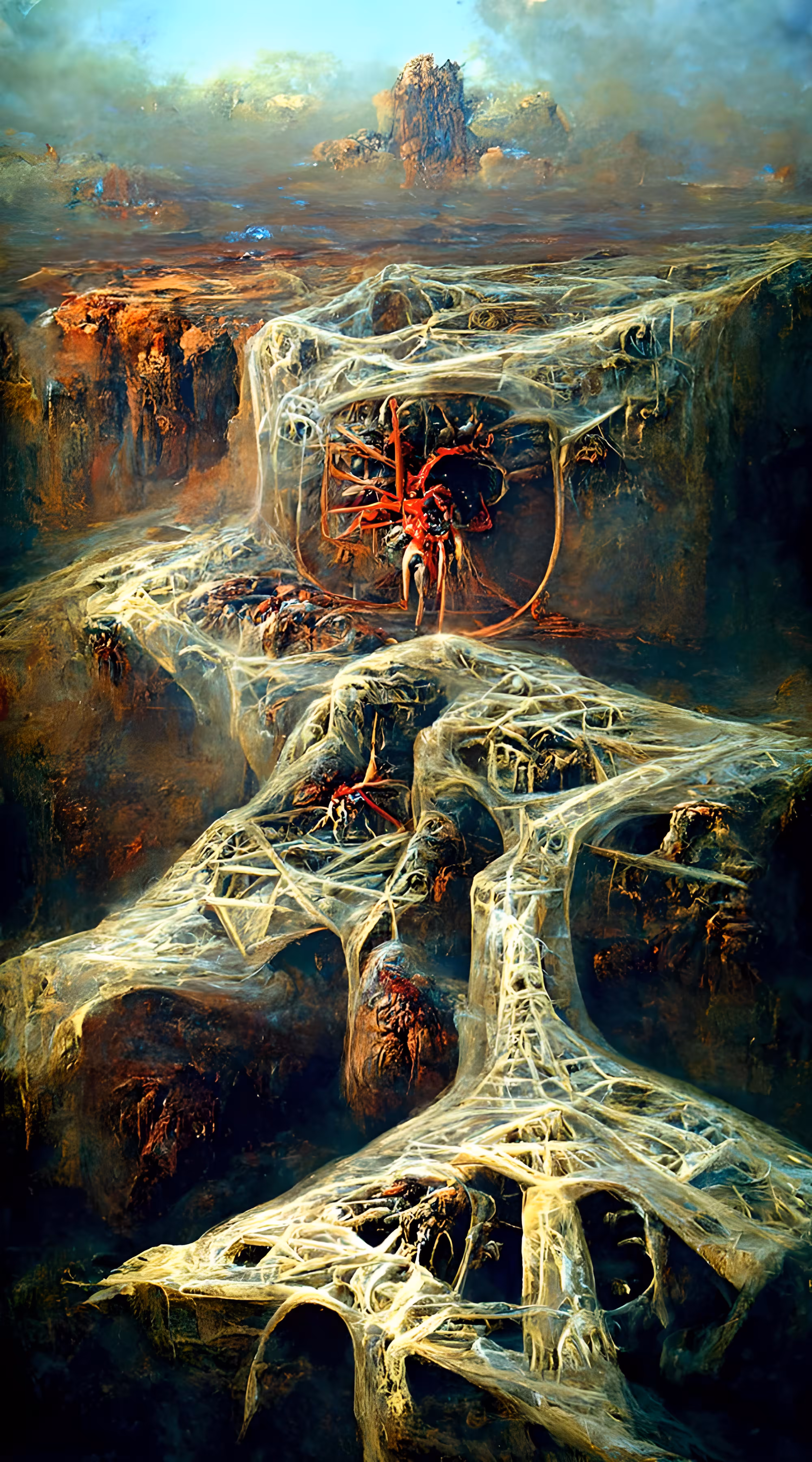 Circuitry, Tarantulas, Spiders, Vascular Bloodstream Veins 8K By Zdzisław Beksiński, Asher Brown Durand