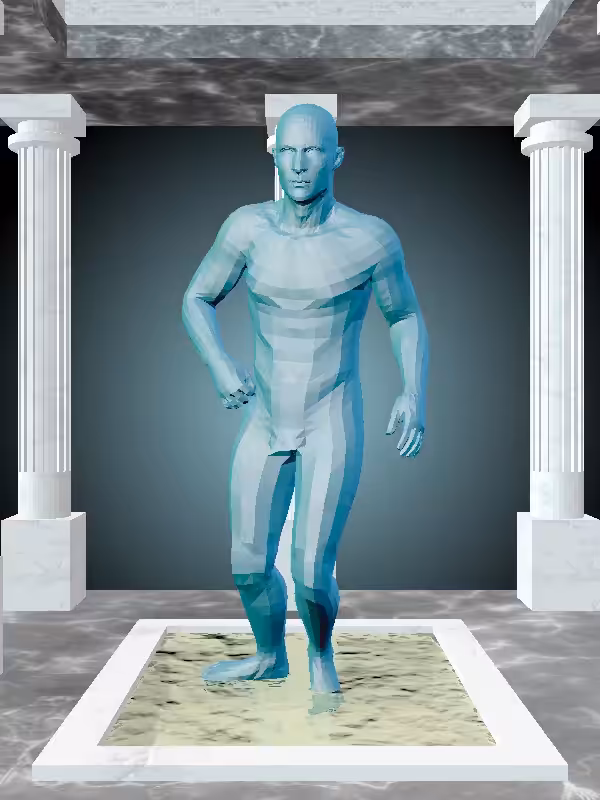 The Fragmented Injured Aqua Green Man #2224