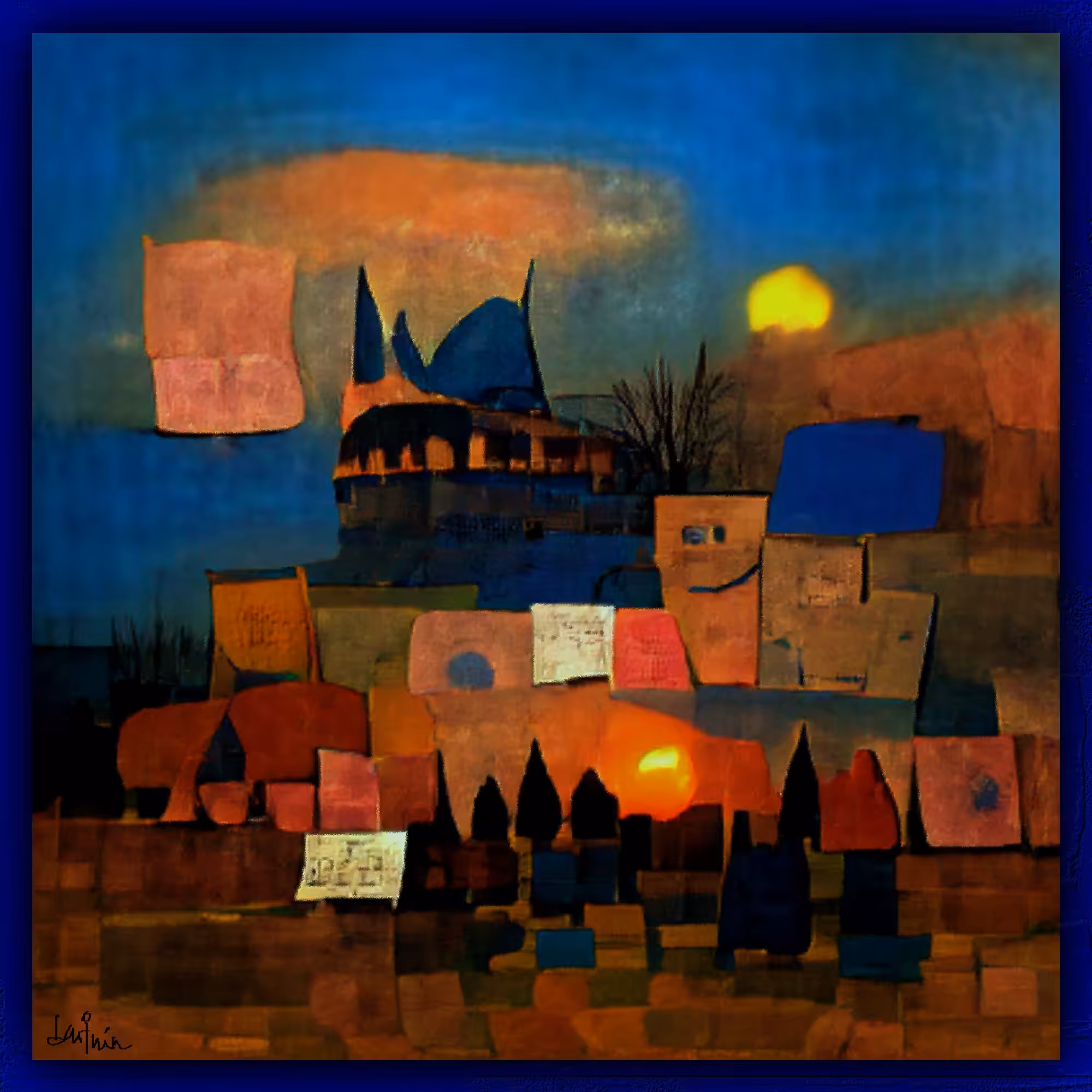 MEZQUITA AZUL Y CASAS ARABES ANTE LA PUESTA DE SOL #1