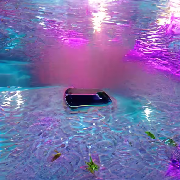 Artificial still life with sunken iPhone