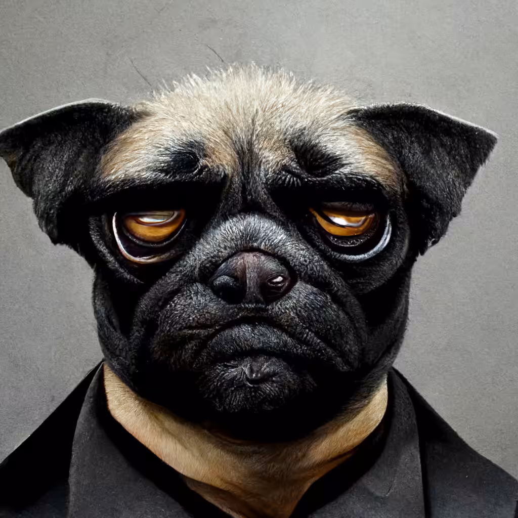 Pug dog in black