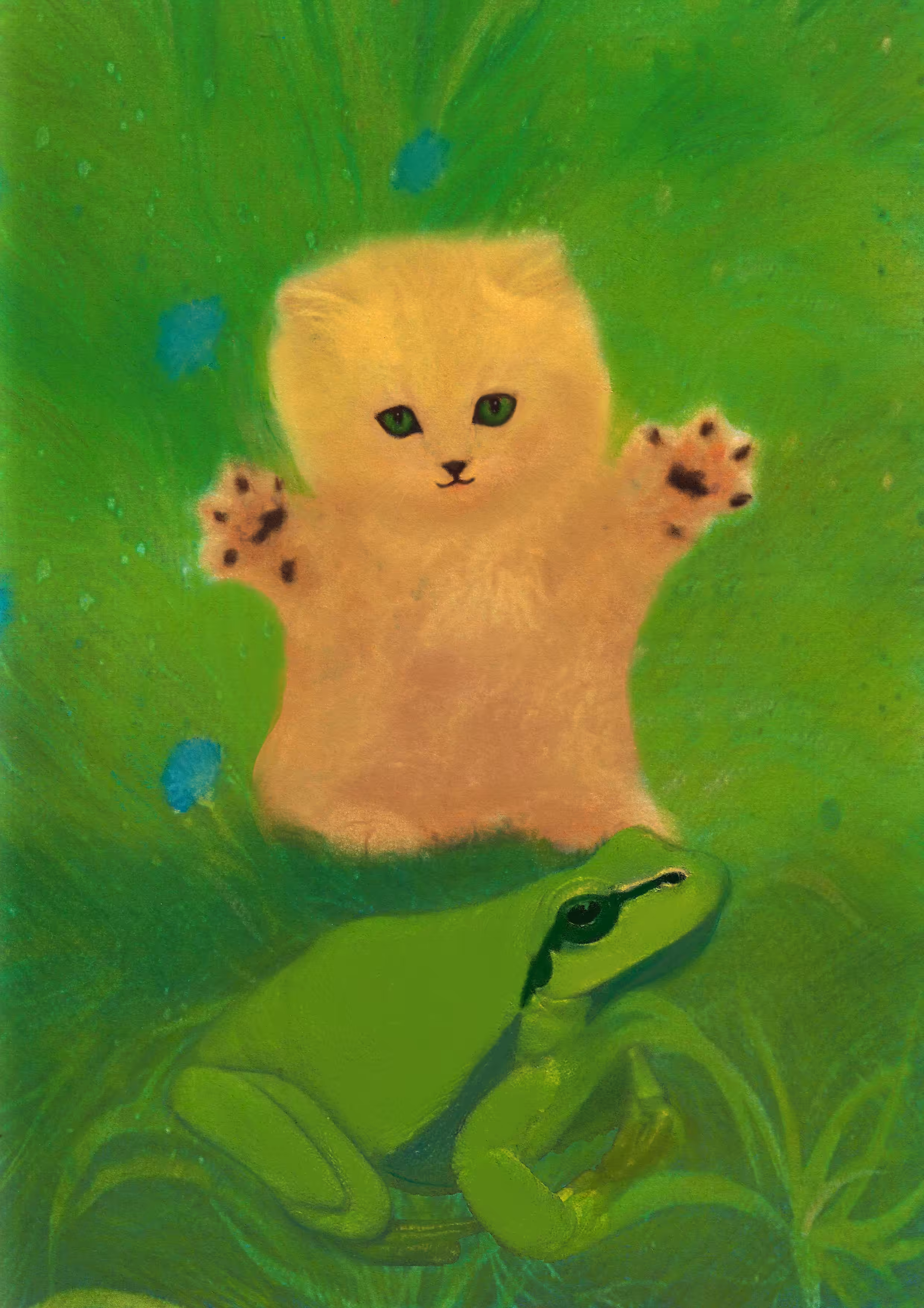 cats&another beautiful pets: The kitten and the frog 