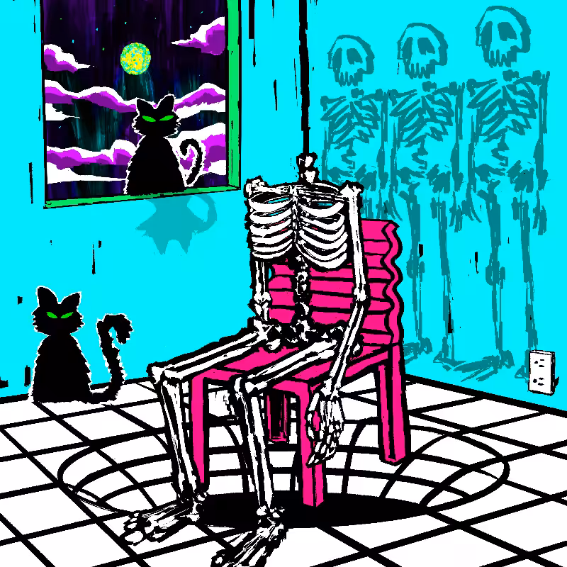 pink chair in the blue room #112