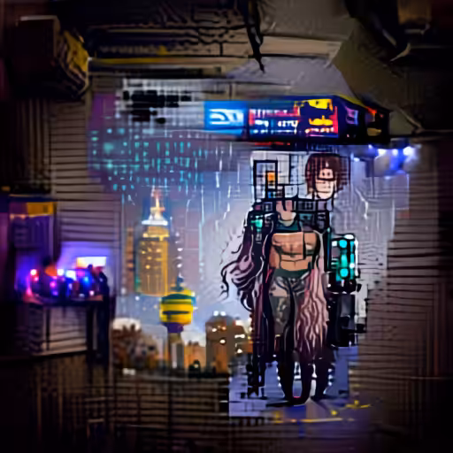 Cyberpunk pixel-art protagonist