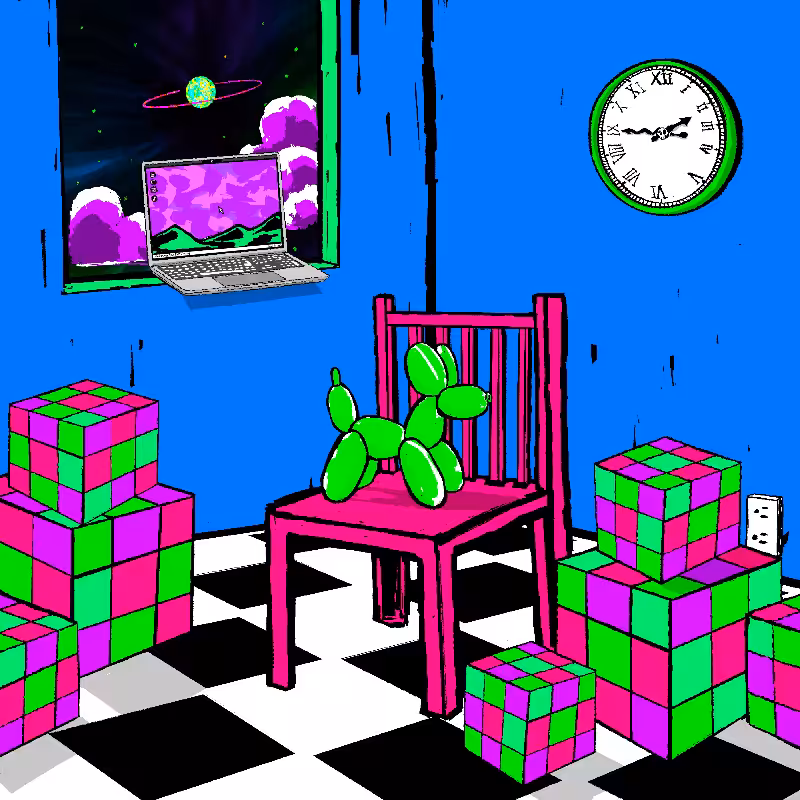 pink chair in the blue room #78
