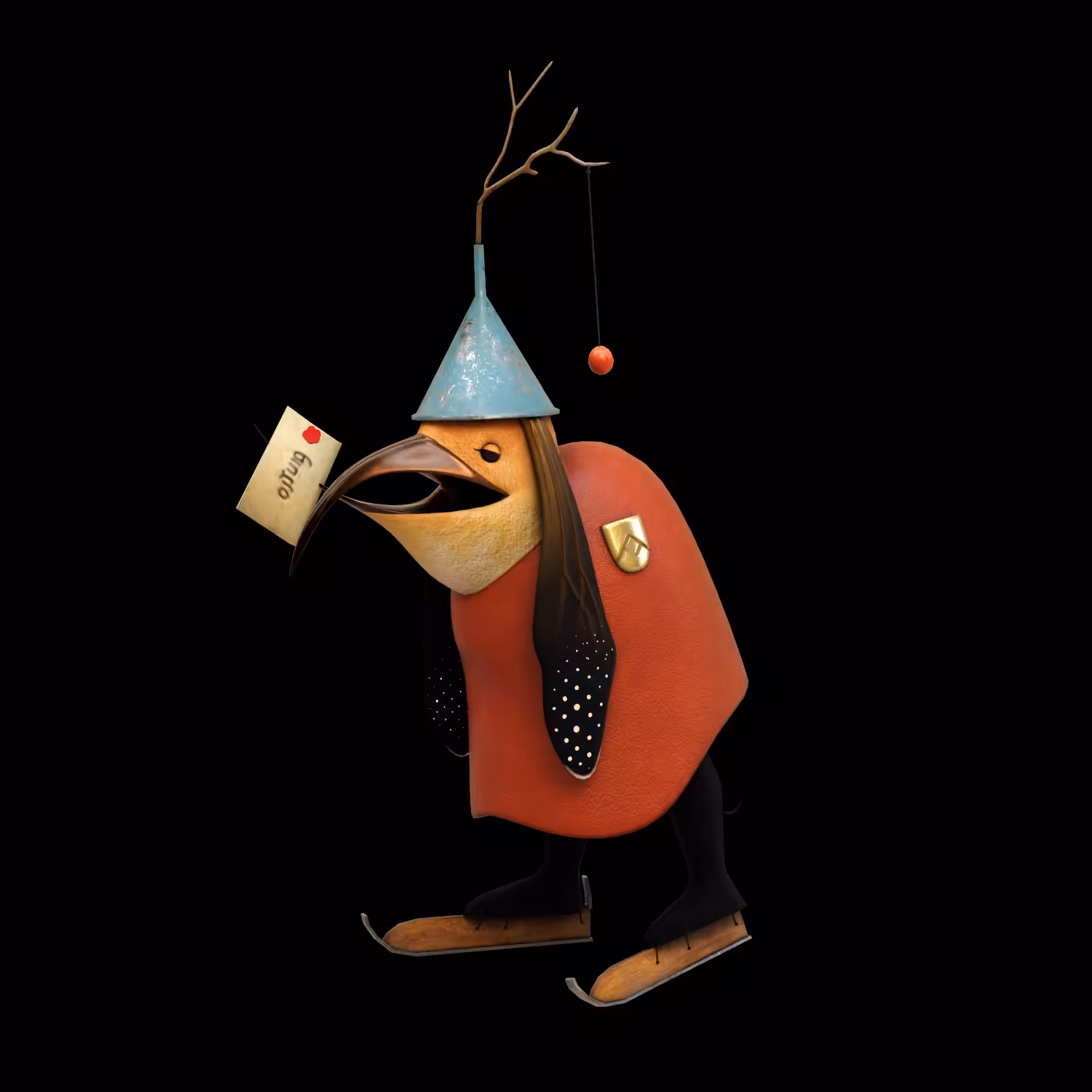 Bird with letter