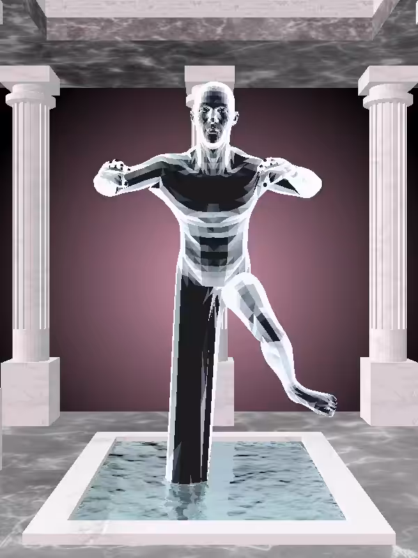 HeavenComputer: The Fragmented Treading Water Luminescent Chrome Man #7308