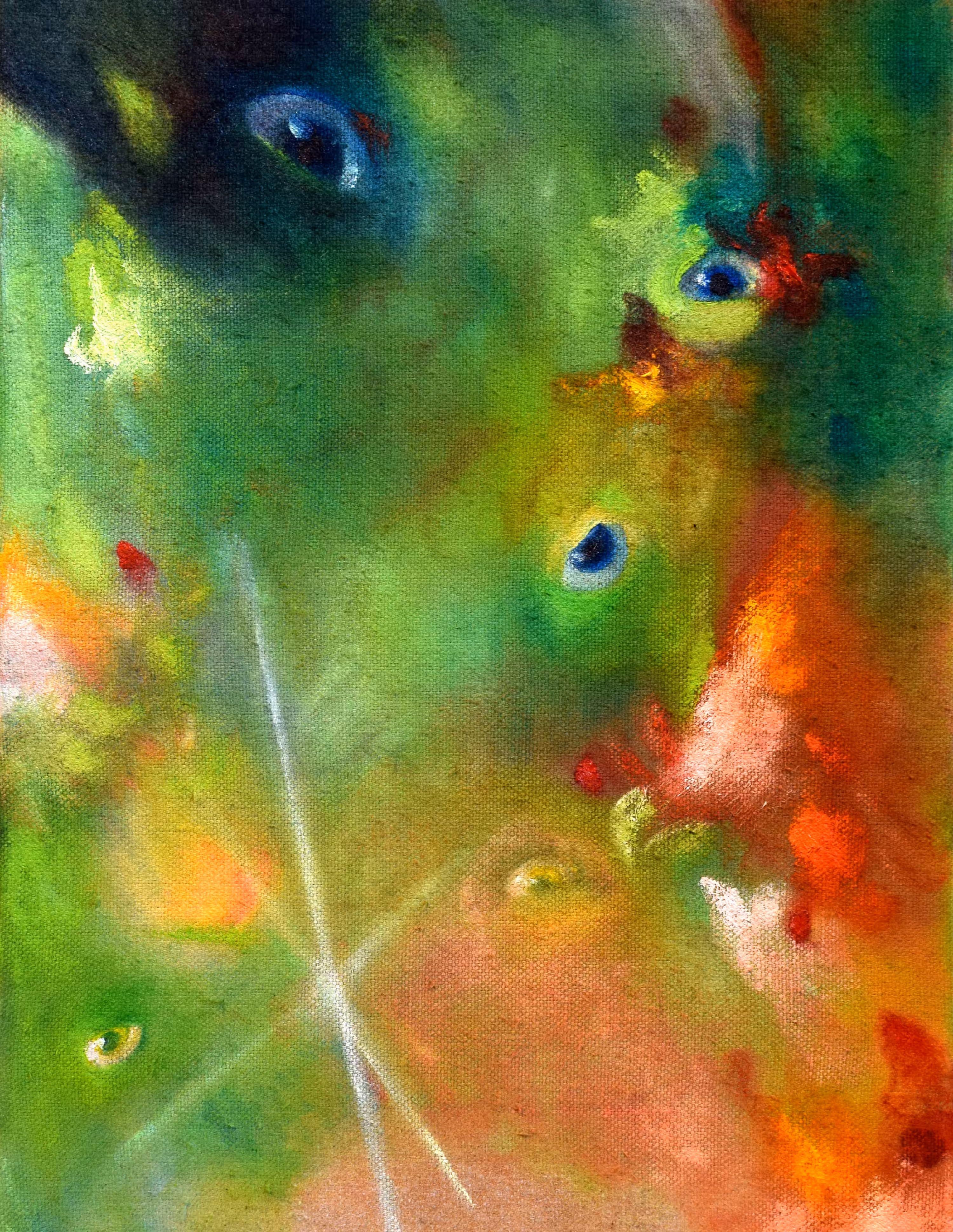 a silly green dream with many eyes