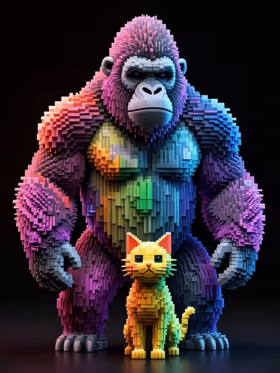 gorilla and cat