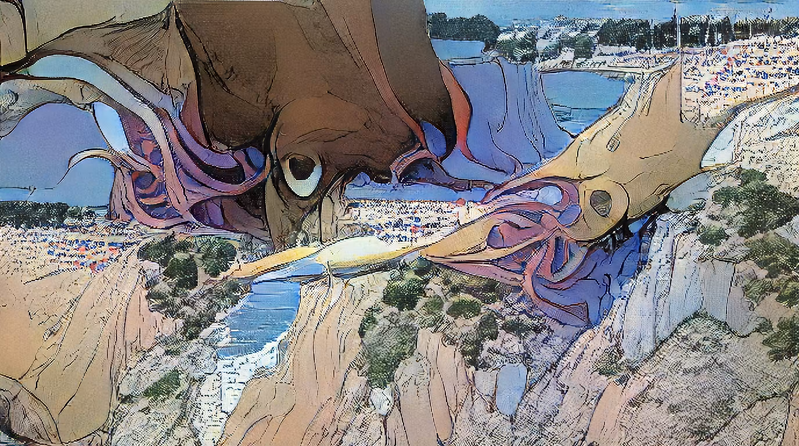 KING SQUID IN THE STYLE OF MOEBIUS