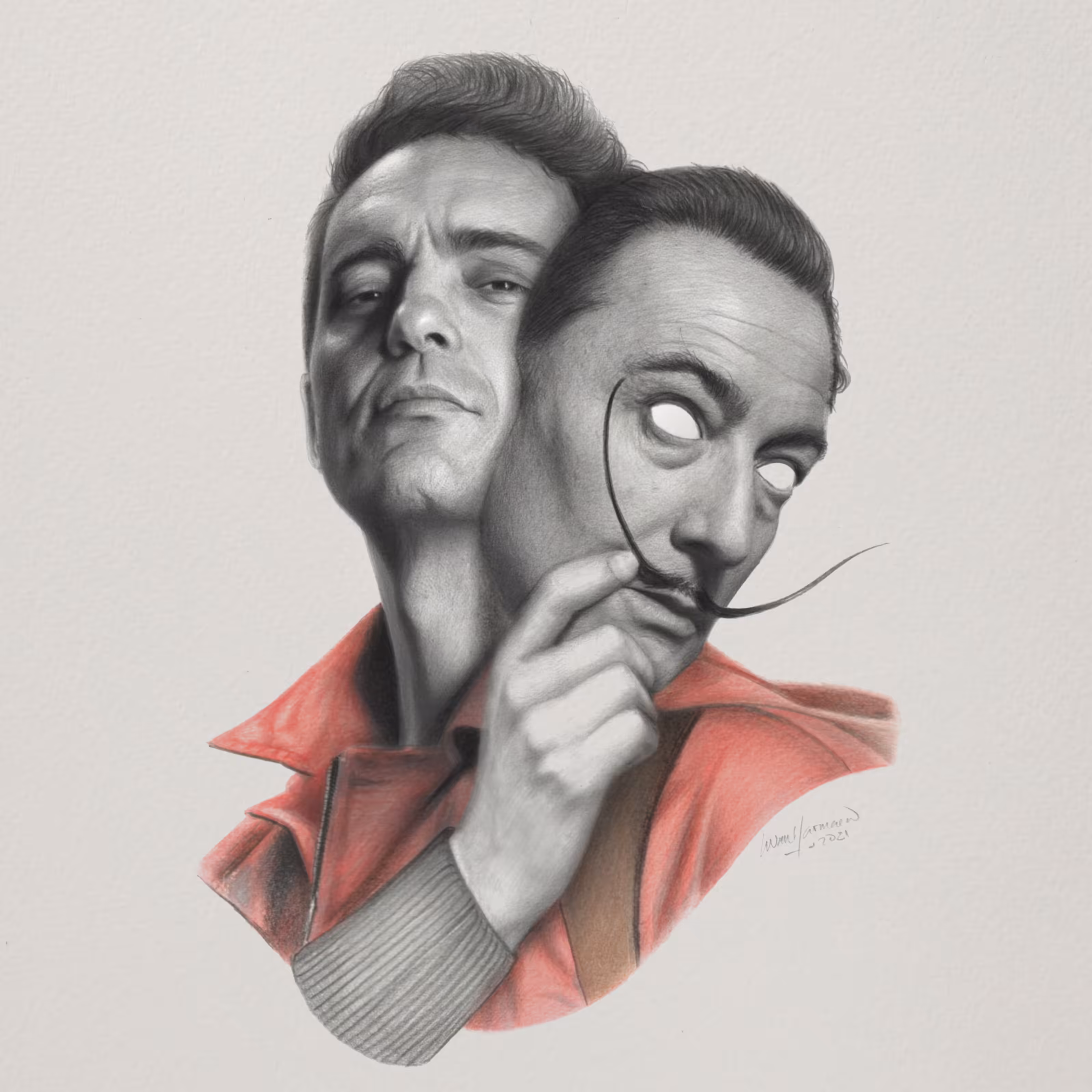 BERLIN X SALVADOR DALI MASK UHD (PENCIL DRAWING)