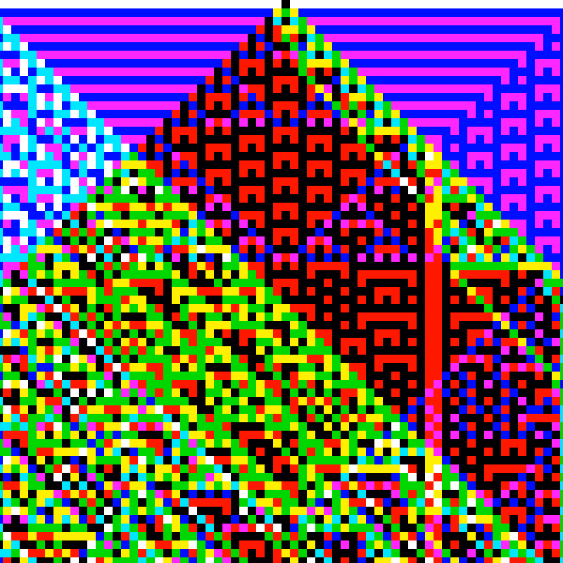 RGB Elementary Cellular Automaton #121