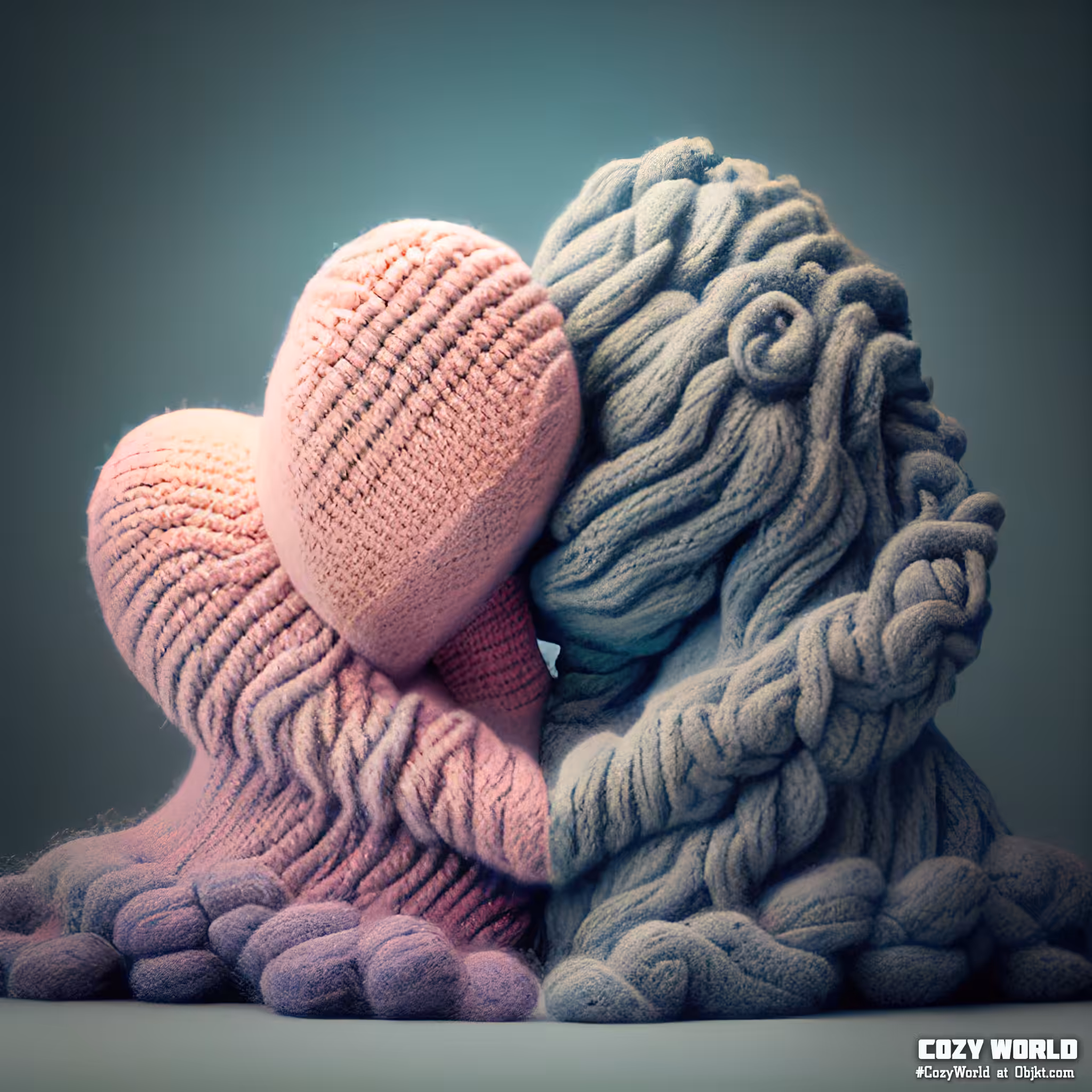 Cozy world: Two lovers sculpture
