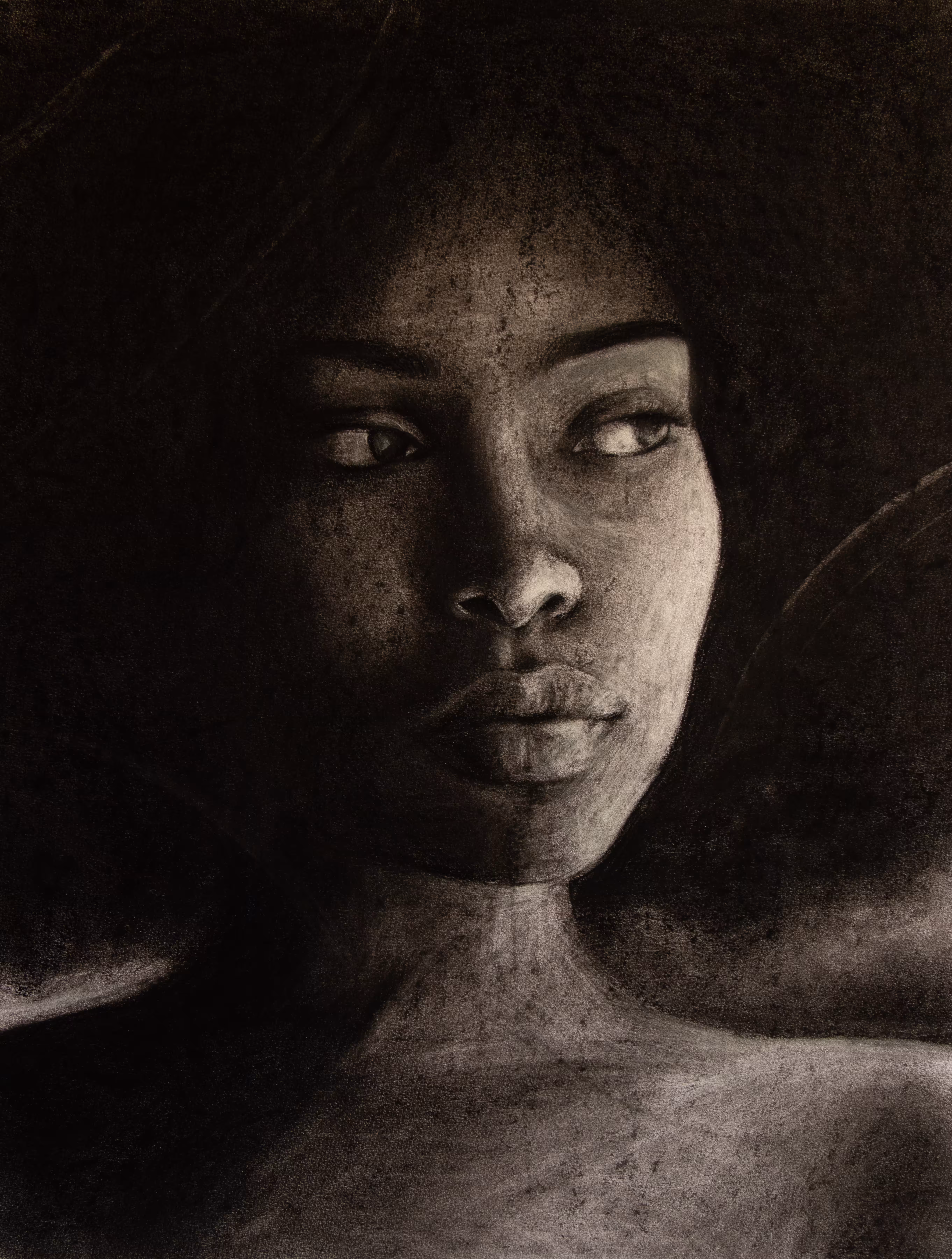 Charcoal Sketch : Afro Art 