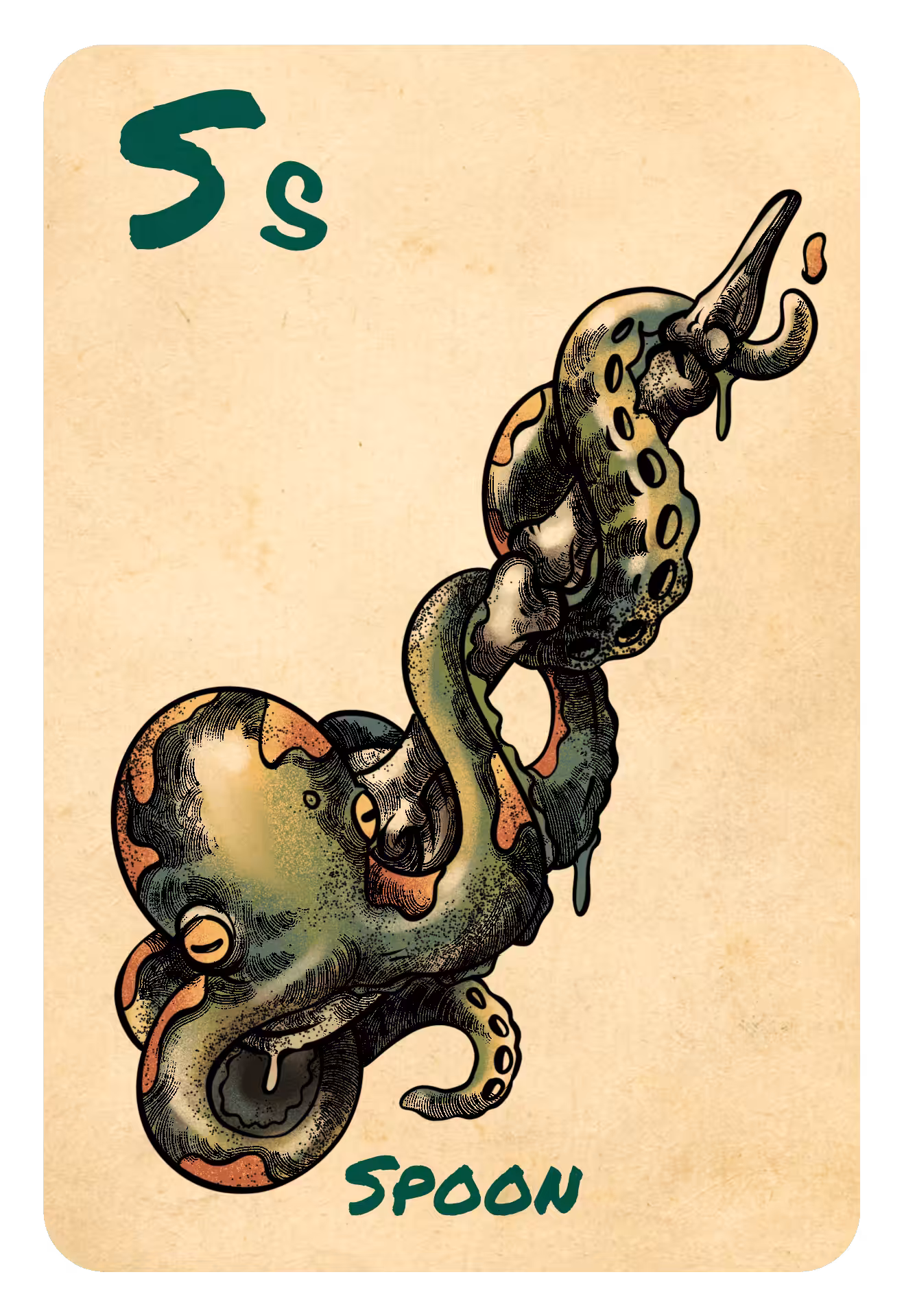 Alphabet Card Letters of SEWER STORY: S Spoon