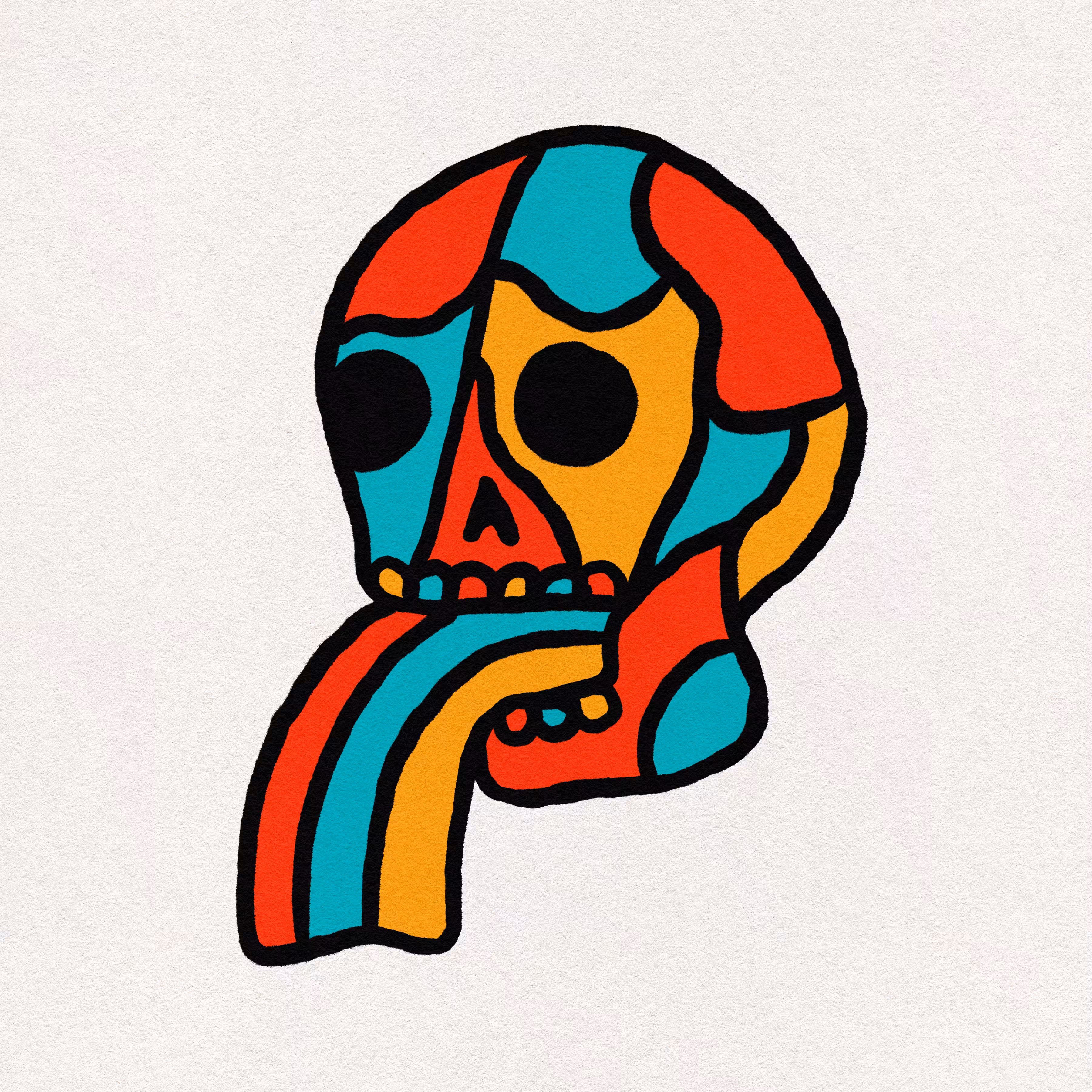 strange three color skull