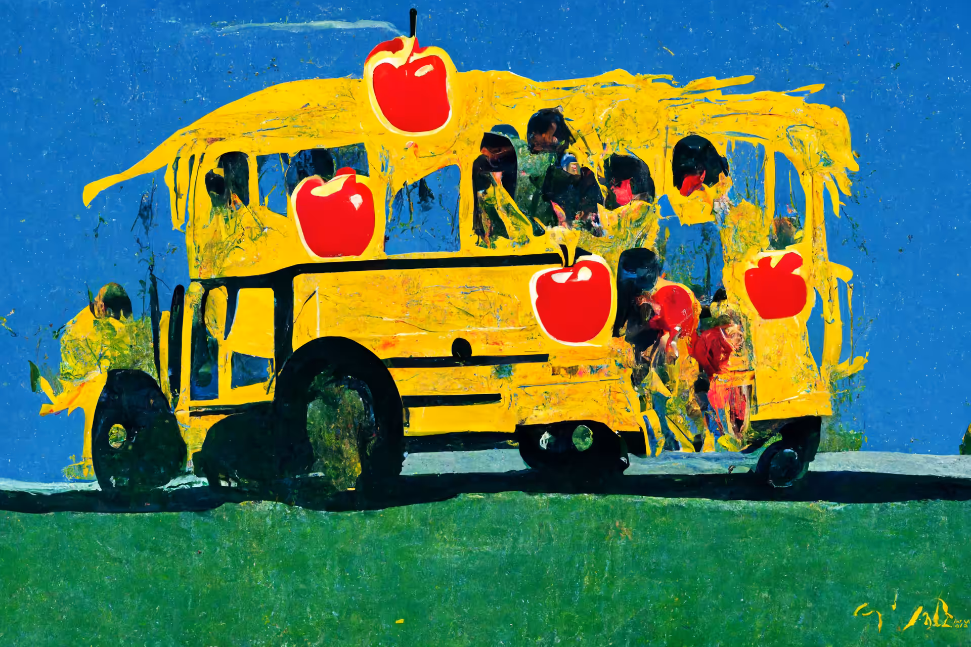 Red Apples, Yellow Bus