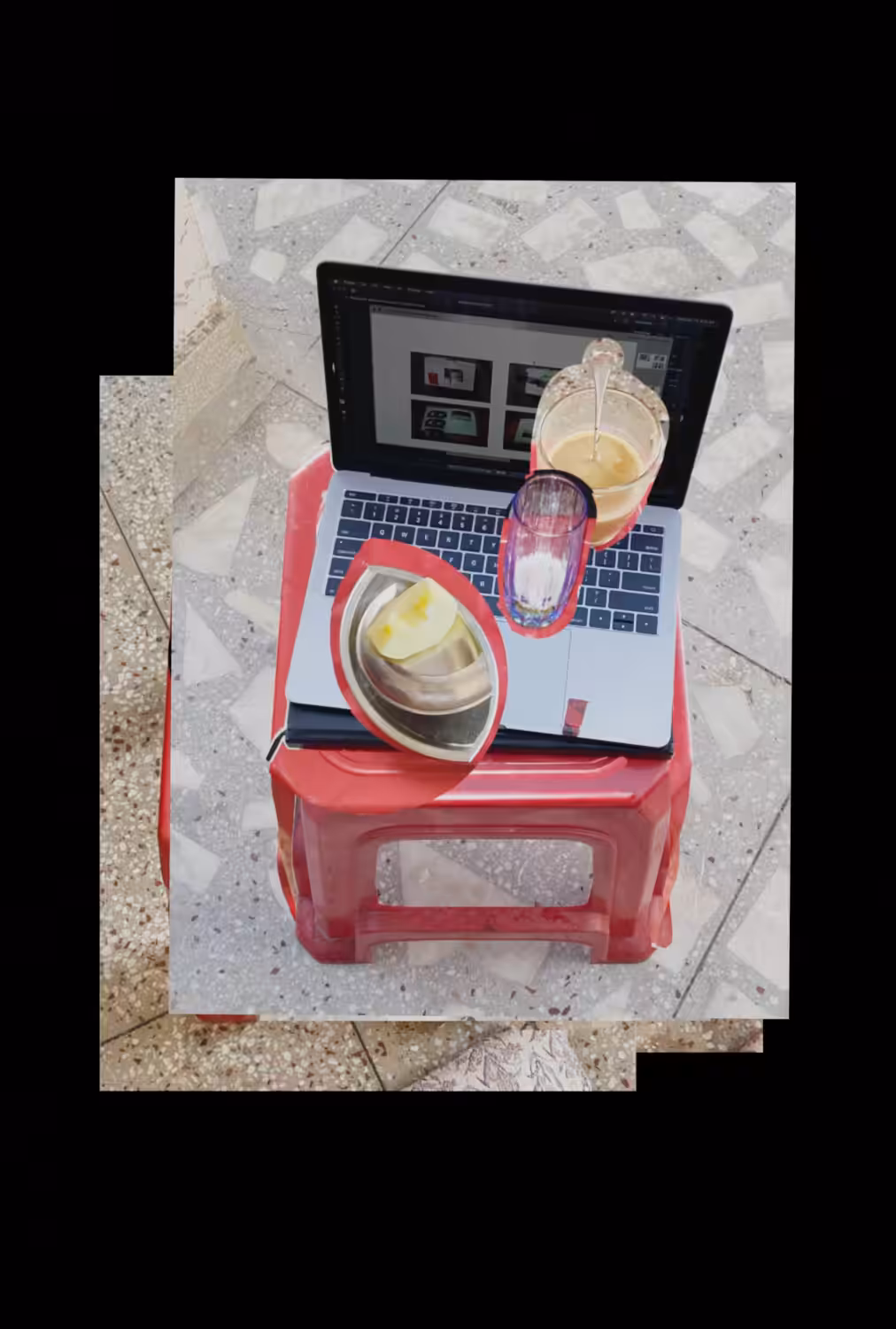 Moving image: Studio stool on Chips/Terrazzo