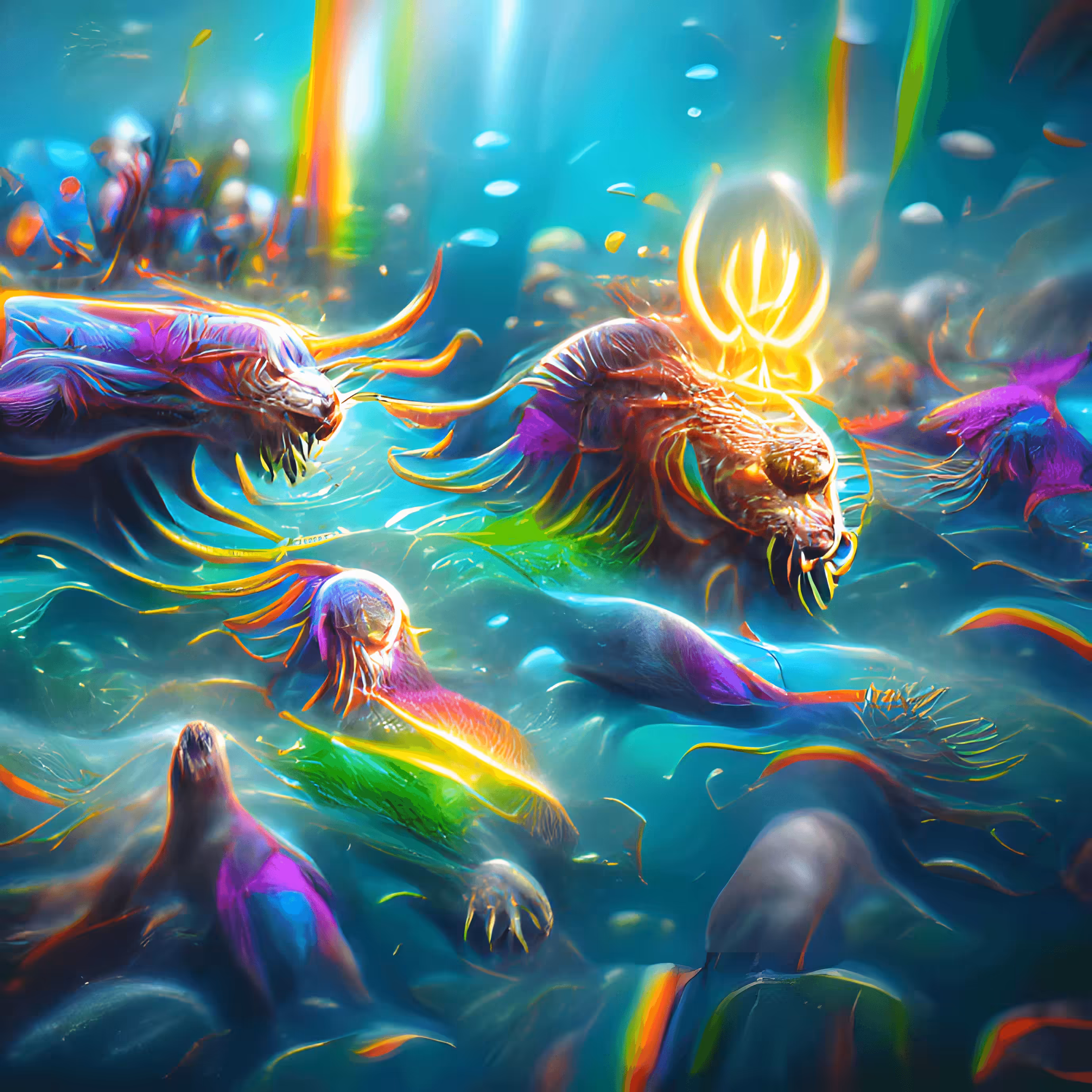Rainbow Aura Surrounding the Creatures