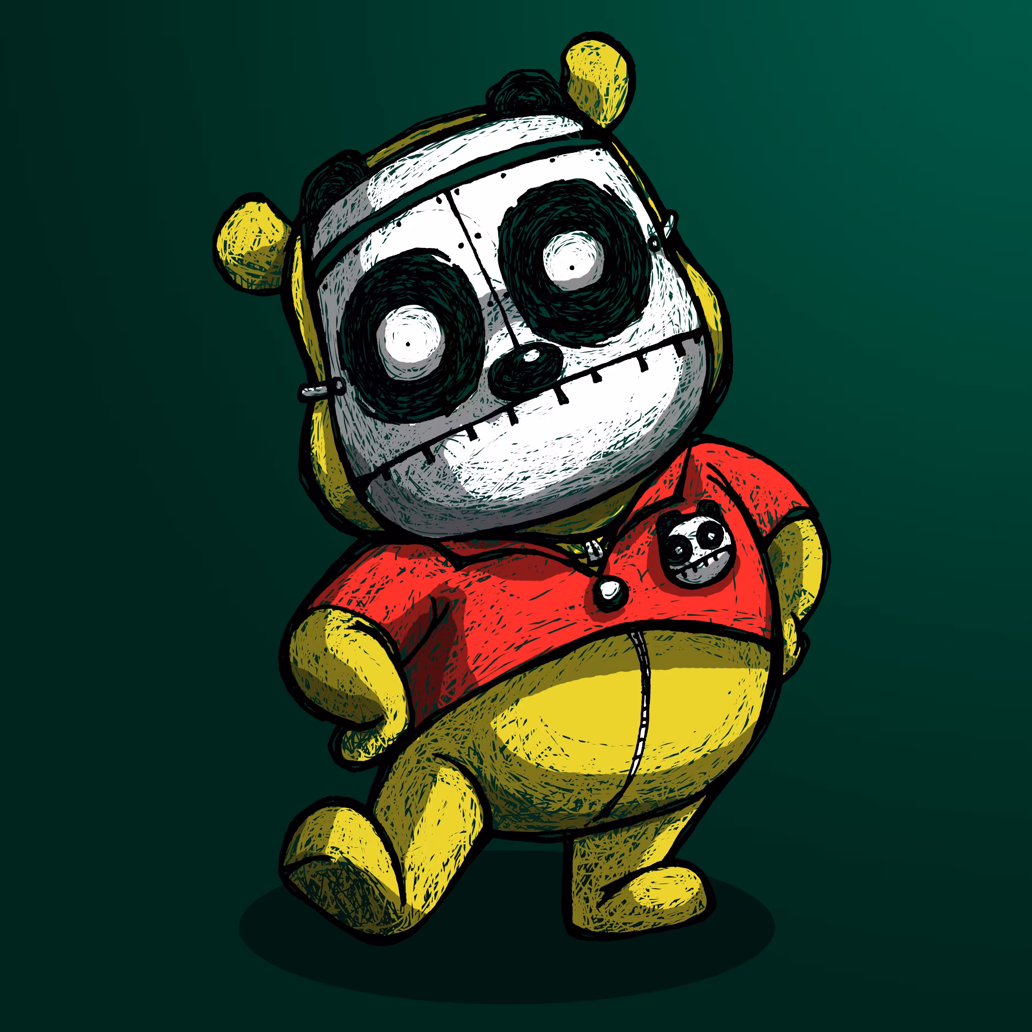 Papadou in a Pooh suit