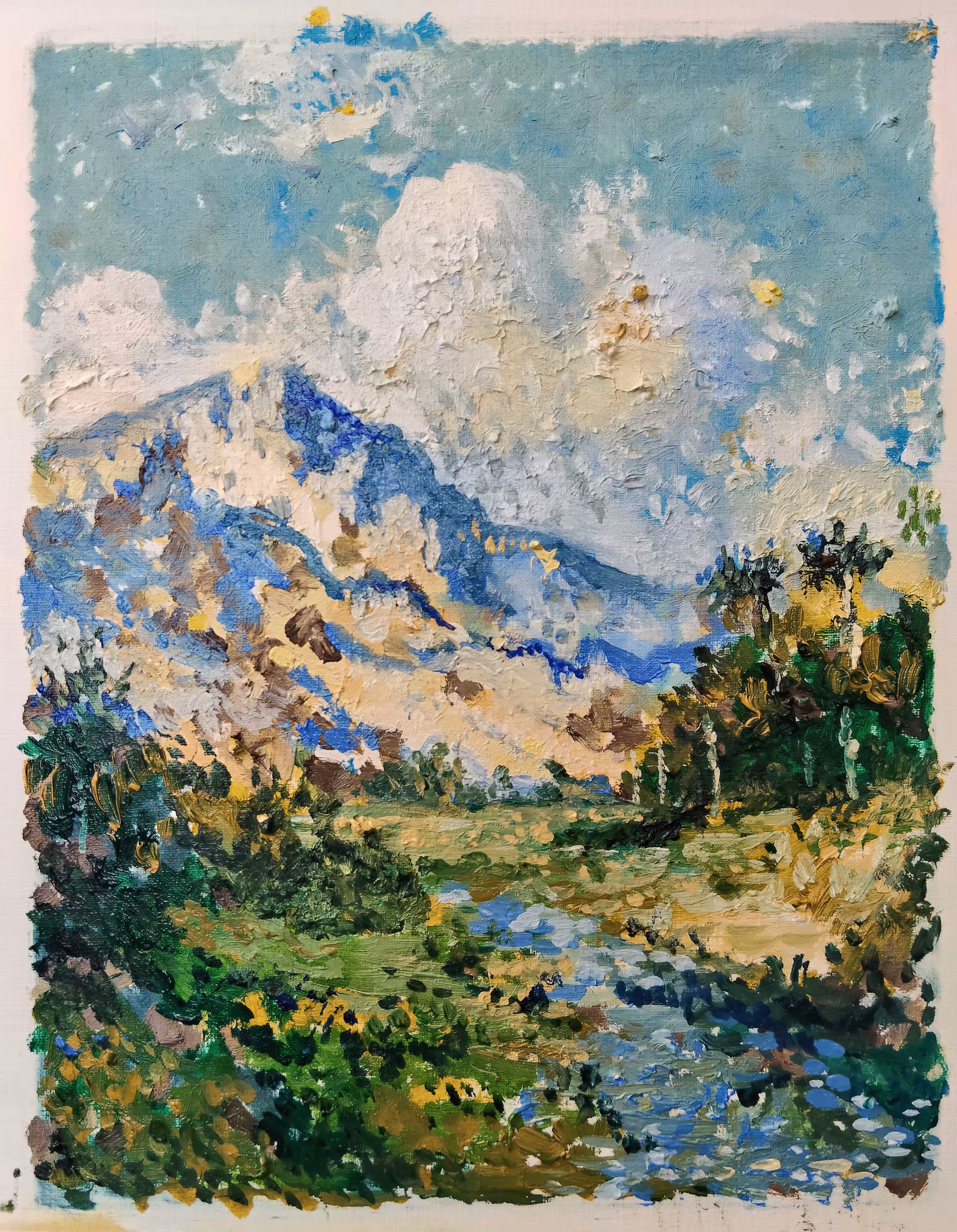 Mountain and Palm Trees