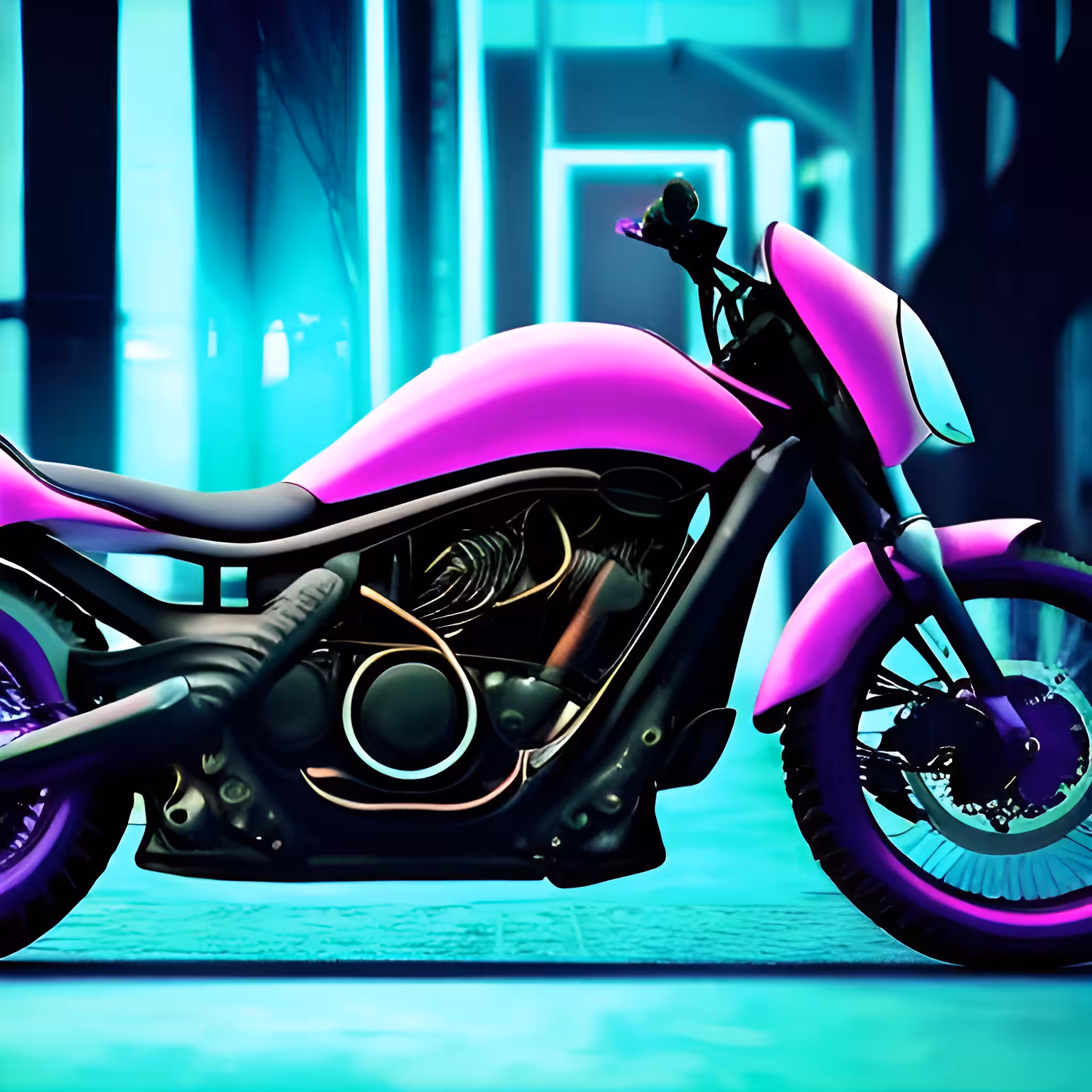 Neon Art: Motorbike