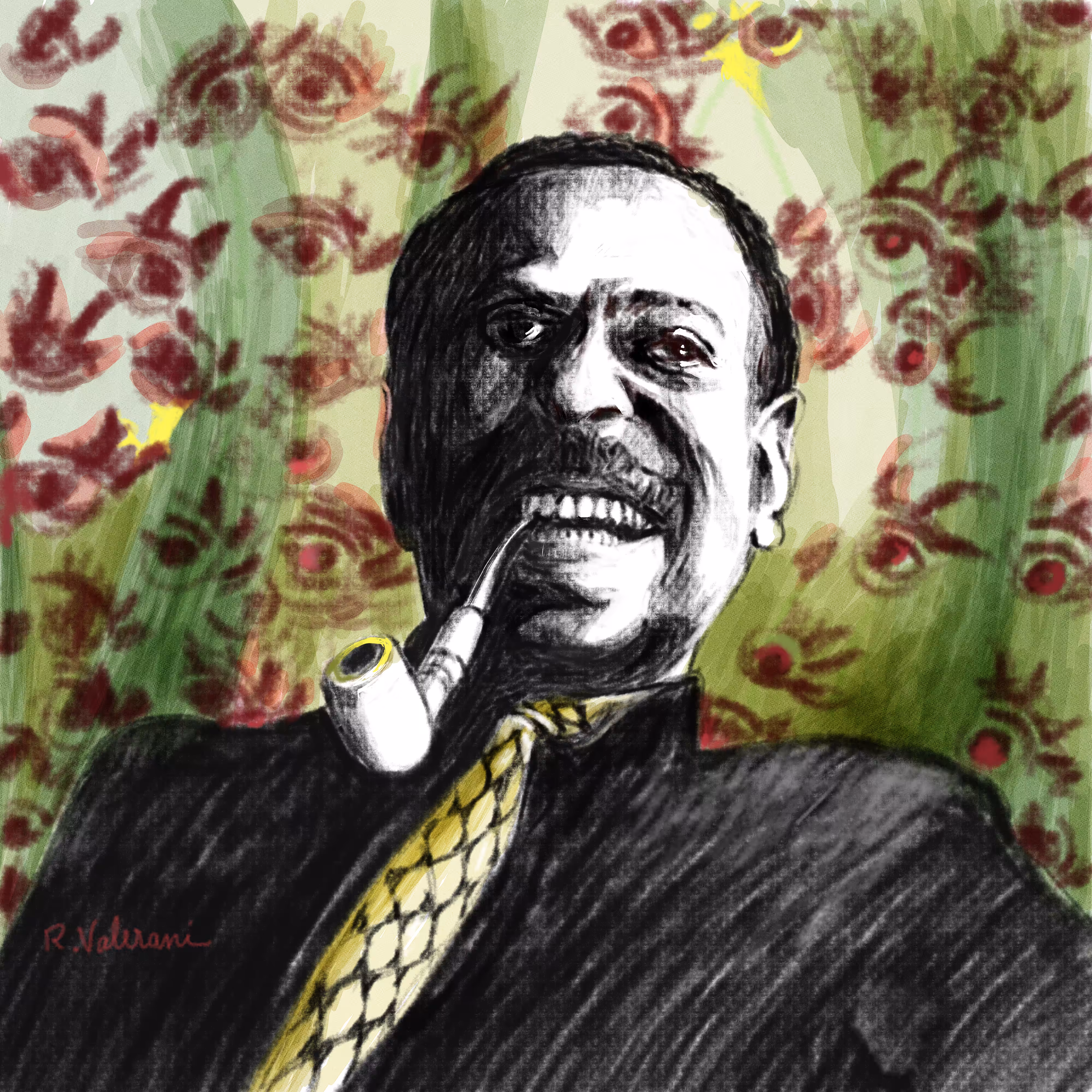 Archie Shepp smoking a pipe