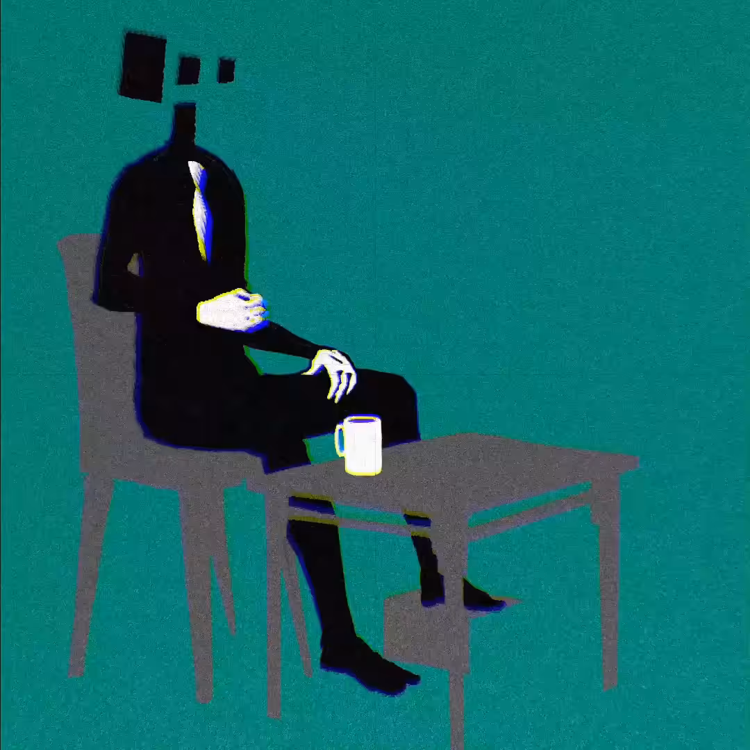 Brickhead drinks coffee
