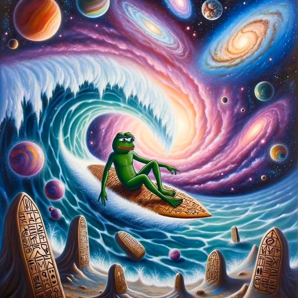 Pepe Surfing the Cosmic Wave