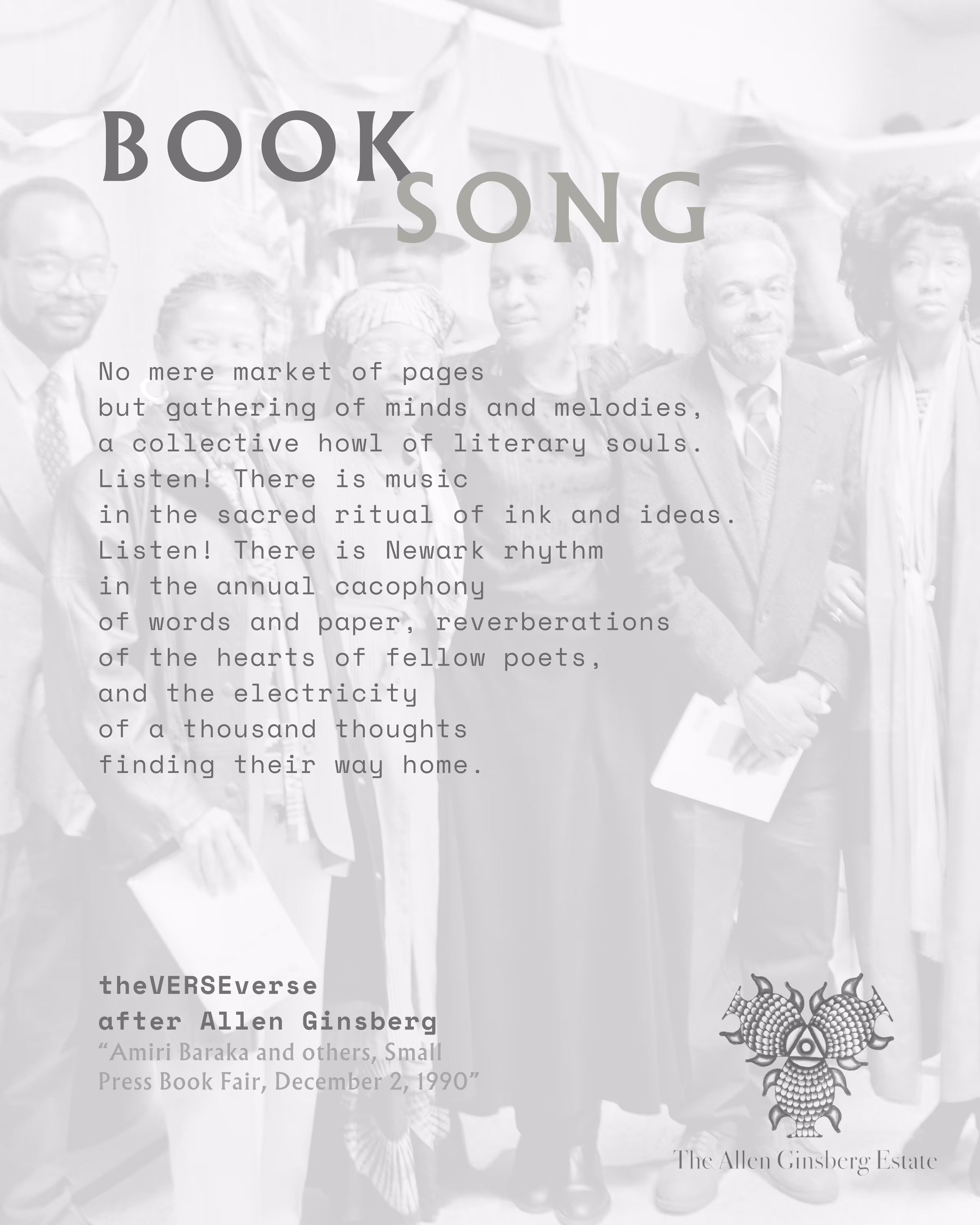 BOOK SONG, after Allen Ginsberg, “Amiri Baraka and others, Small Press Book Fair, December 2, 1990”