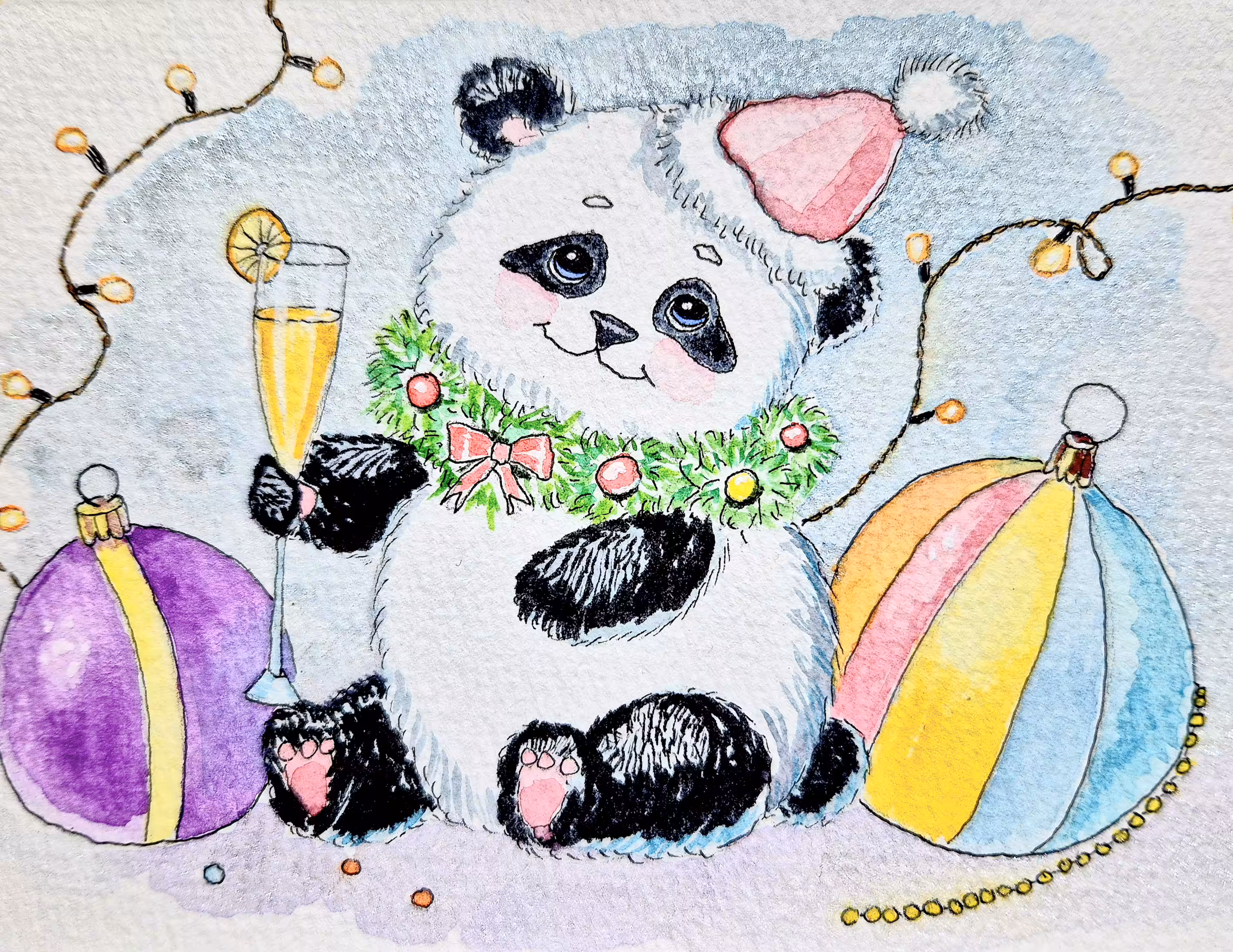Watercolor love: New Year`s Panda