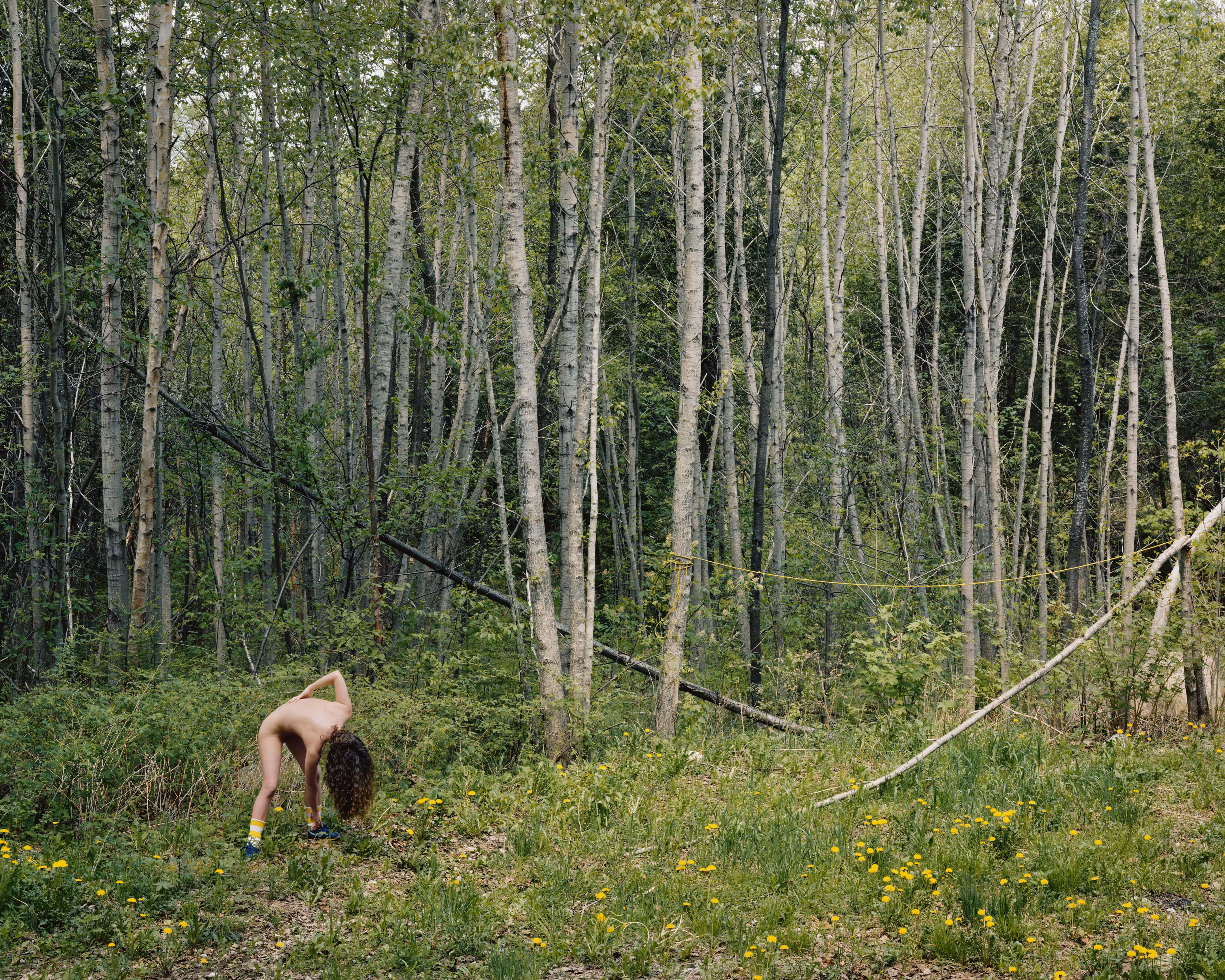The Poet Jane Miller Doing Stretches, Plainfield, Vermont, May 1980