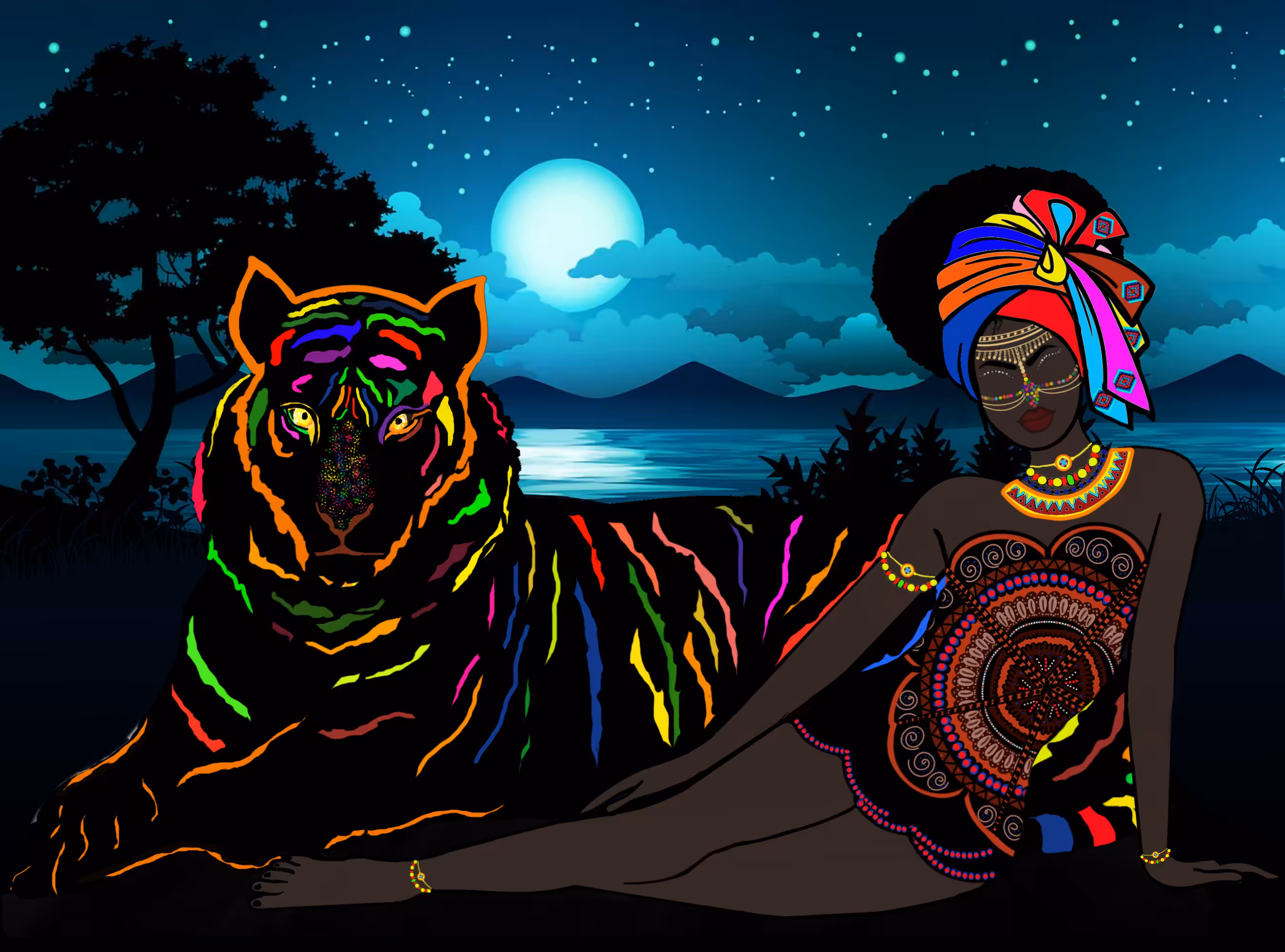 Black woman & Tiger