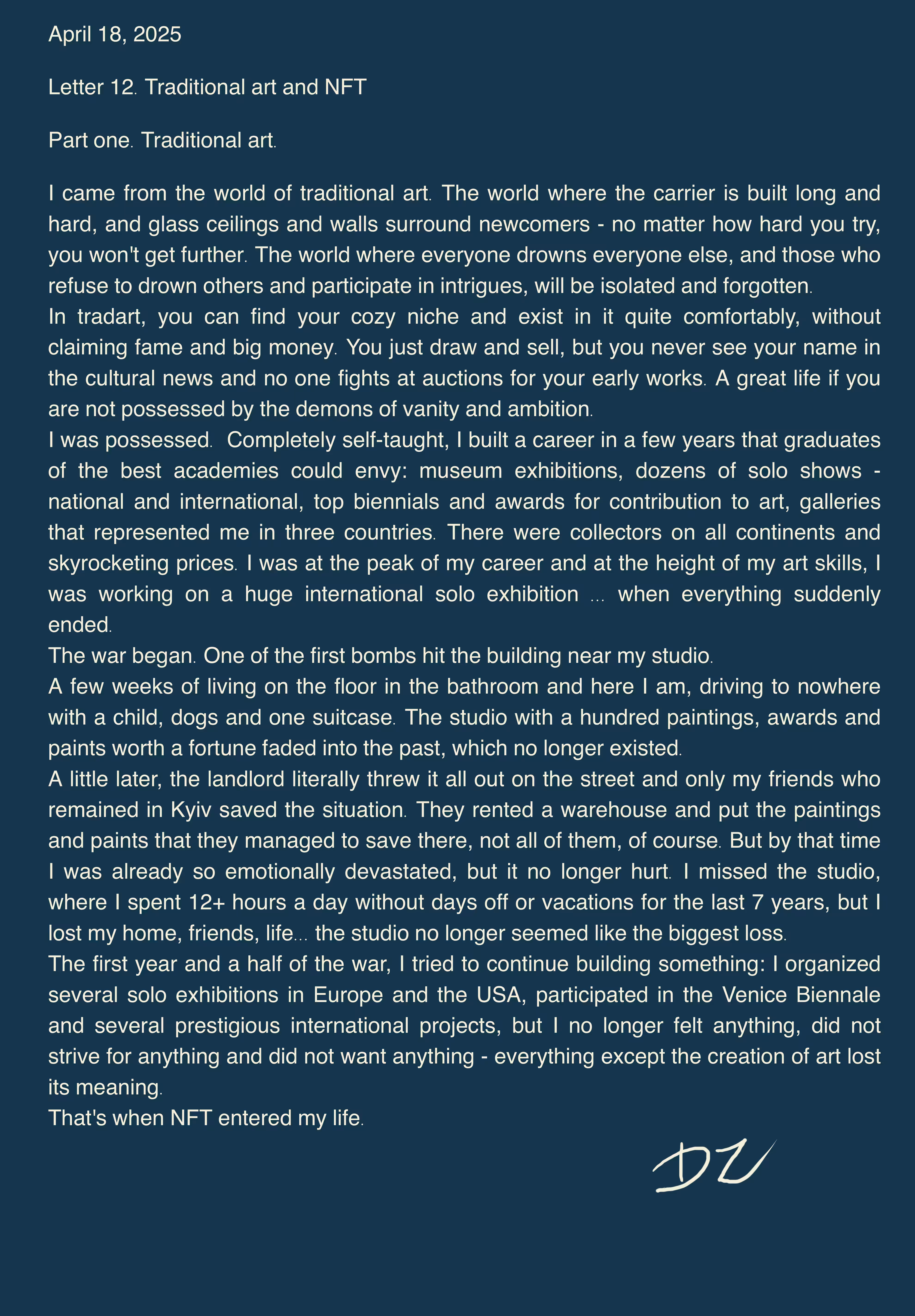 Letter #12 /Part 1