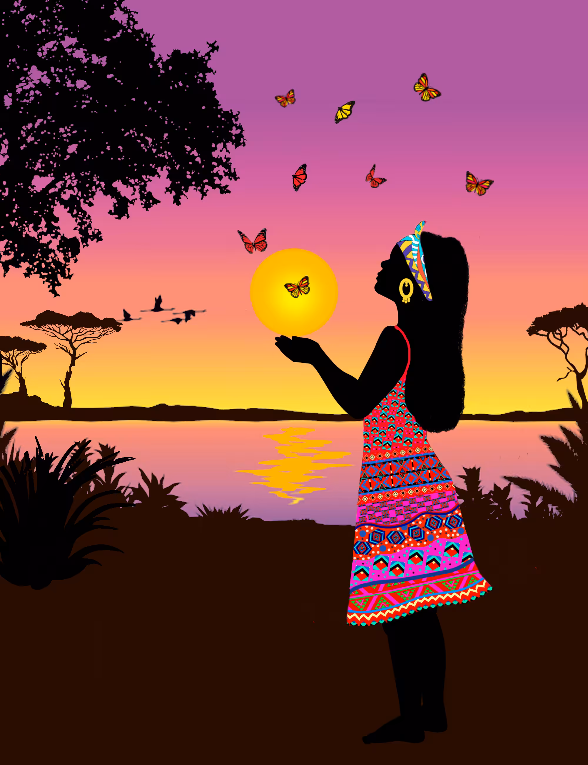 Black woman & butterflies