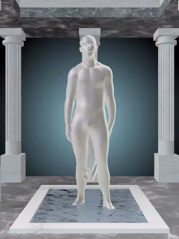 HeavenComputer: The Phone Calling Glitter Bluish Gold Man #4005